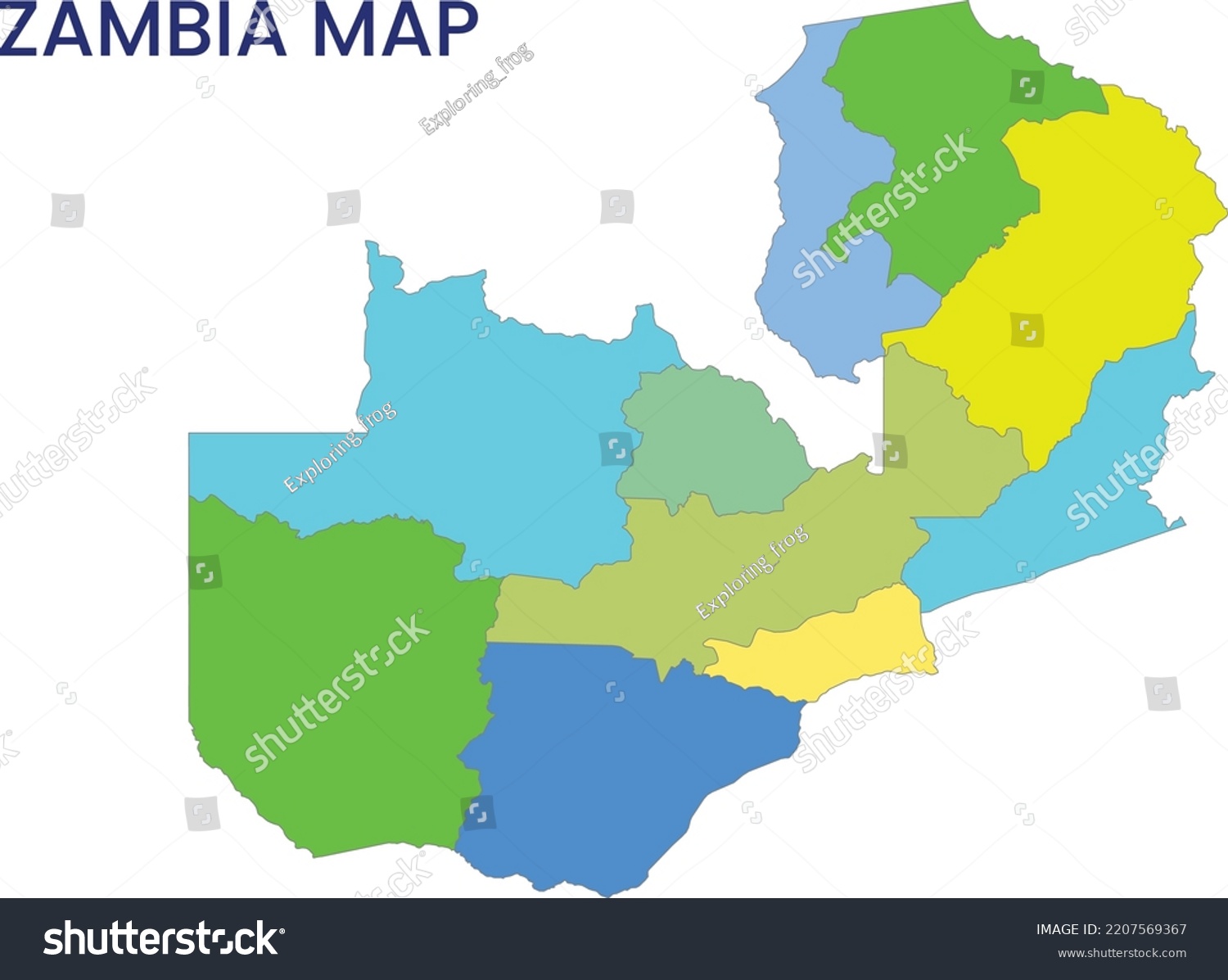 High Detailed Map Zambia Outline Map Stock Vector Royalty Free