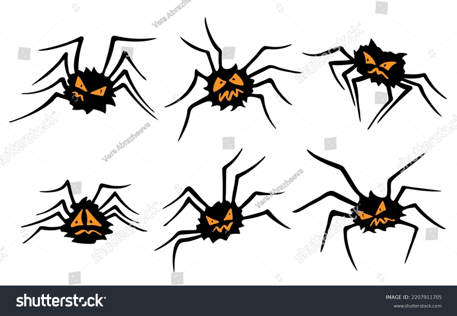 Set Spiders Silhouette Spider Vector Image Stock Vector Royalty Free