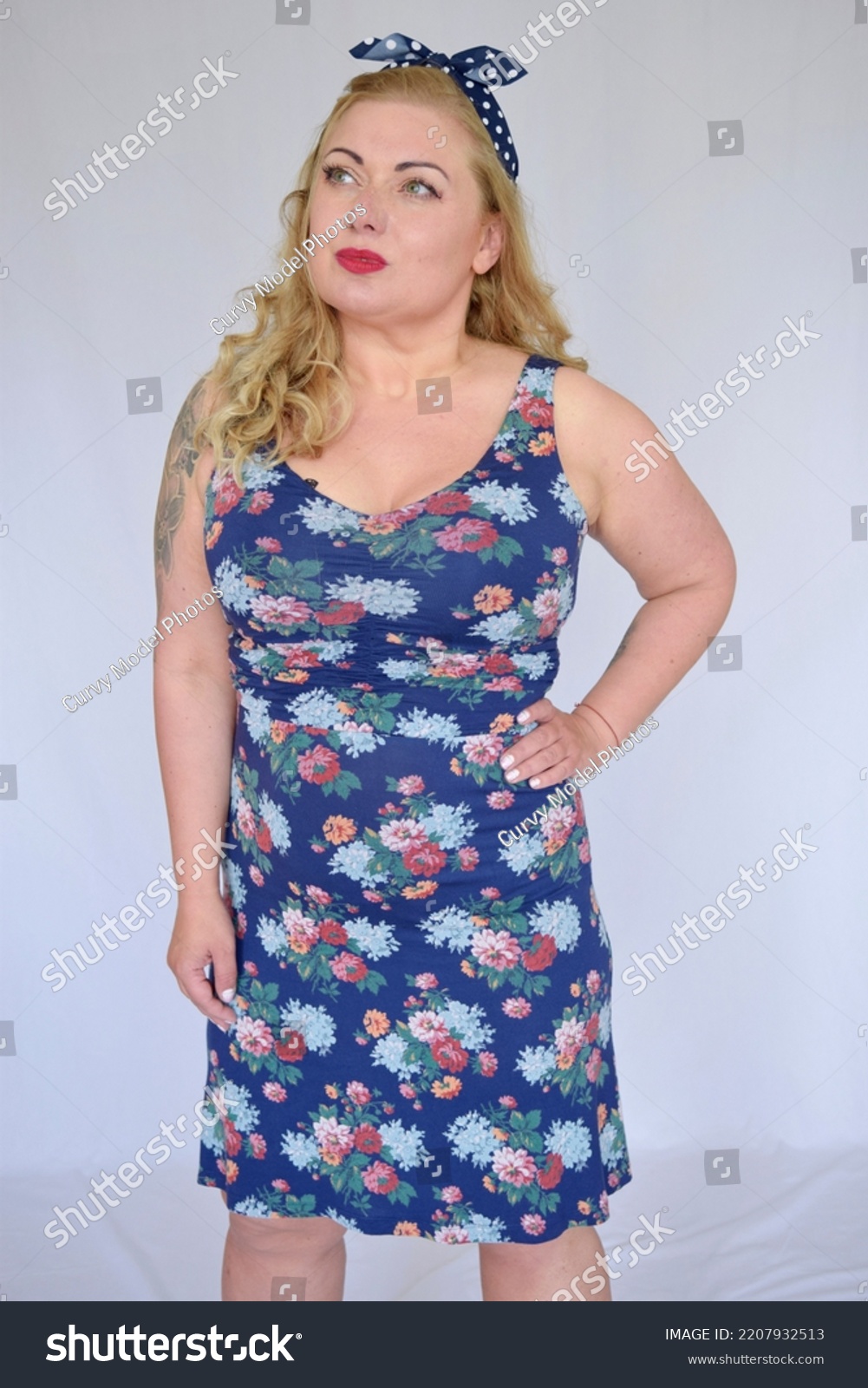 Beautiful Blonde Busty Model Wearing Vintage Stock Photo 2207932513