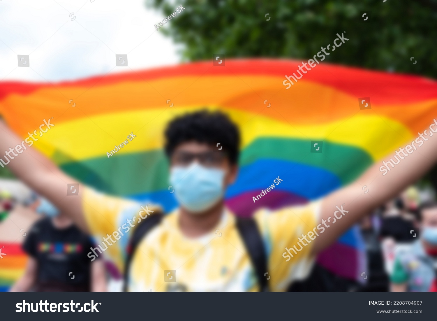 Spectator Waves Gay Rainbow Flag Lgbt Stock Photo 2208704907 Shutterstock