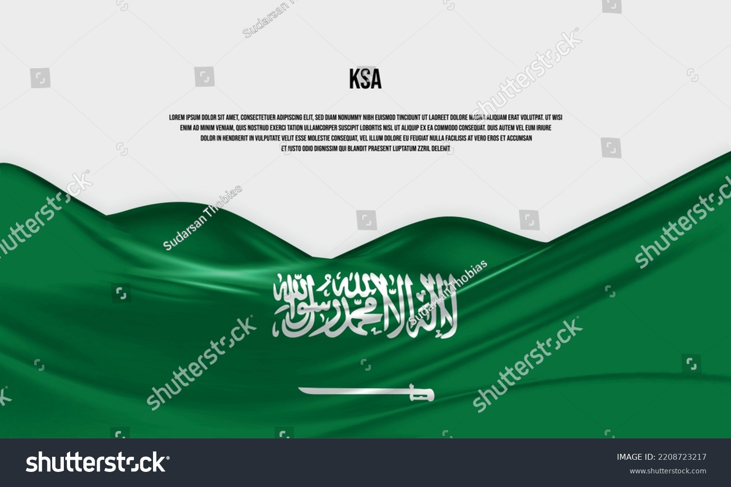 Saudi Arabia Flag Design Waving Ksa Stock Vector Royalty Free