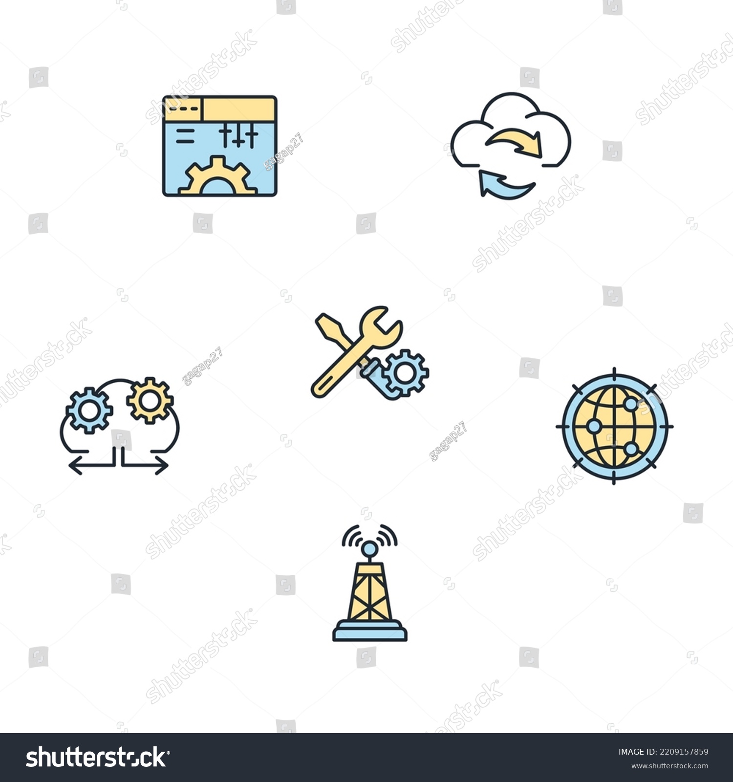 Network Technology Icons Set Network Technology Stock Vector Royalty