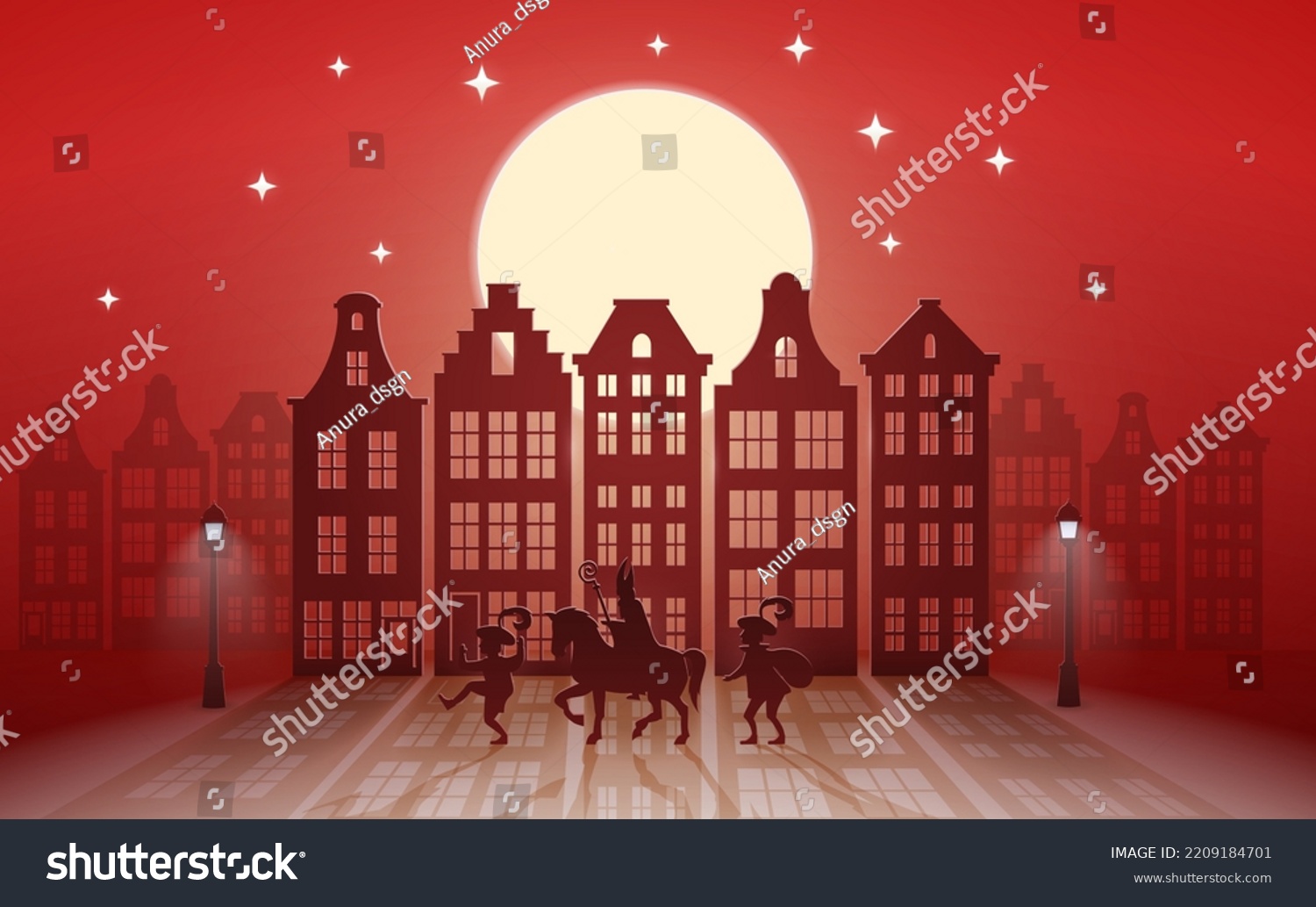 Celebration Dutch Holidays Saint Nicholas Sinterklaas Stock Vector