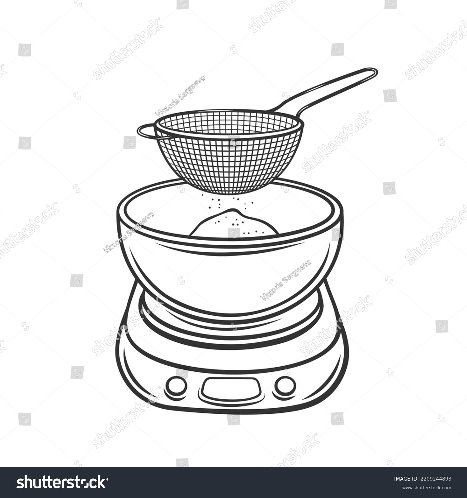 Sieve Sifting Wheat Flour Into Bowl Stock Vector Royalty Free