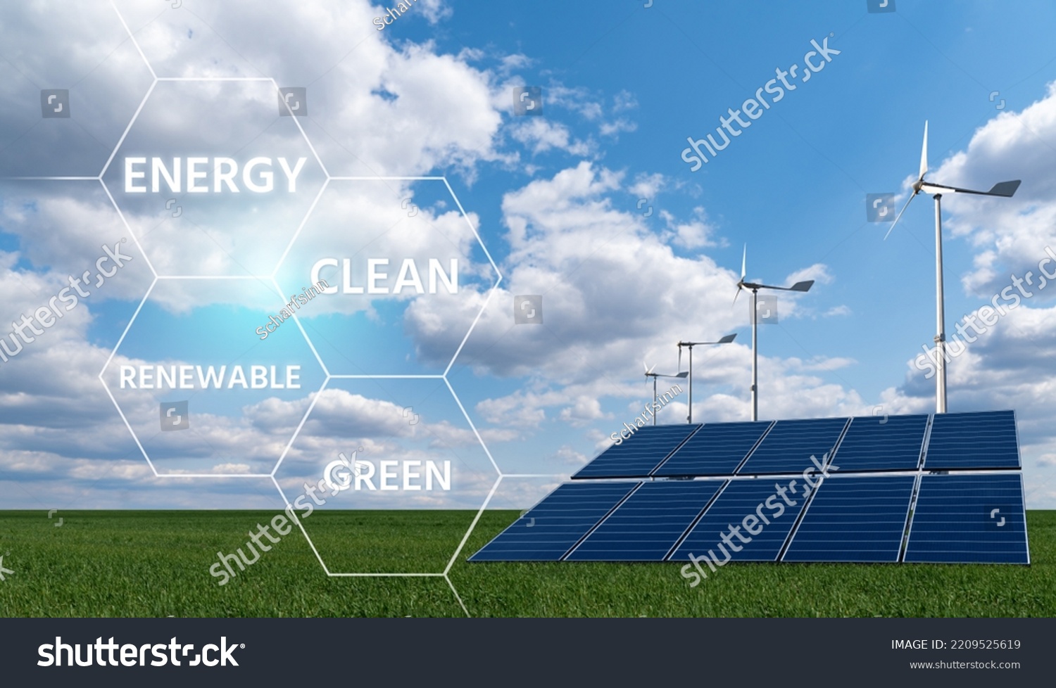 Solar Panels Wind Turbines Infographics Clean Stock Photo 2209525619