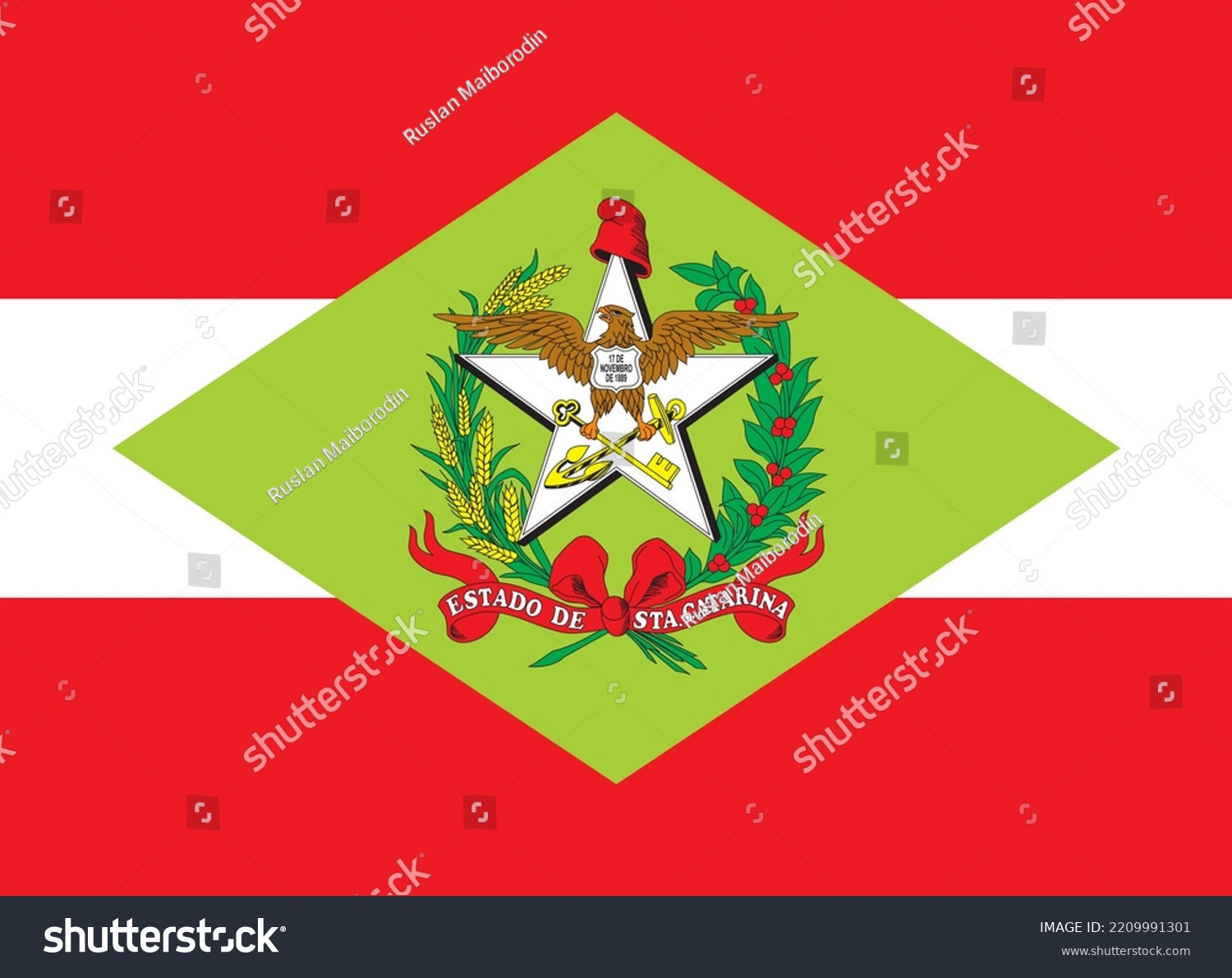 Santa Catarina Flag State Brazil Vector Stock Vector Royalty Free