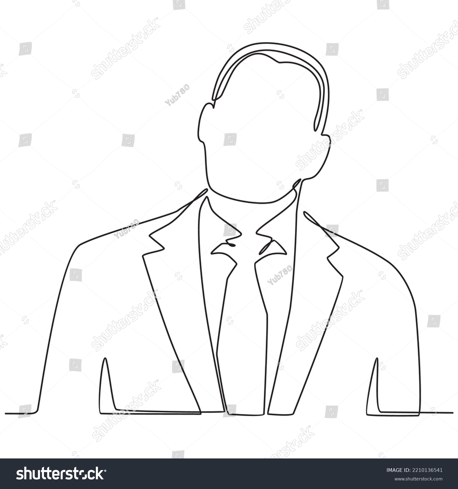 Continuous Line Drawing Man Dressed Neatly Stock Vector Royalty Free