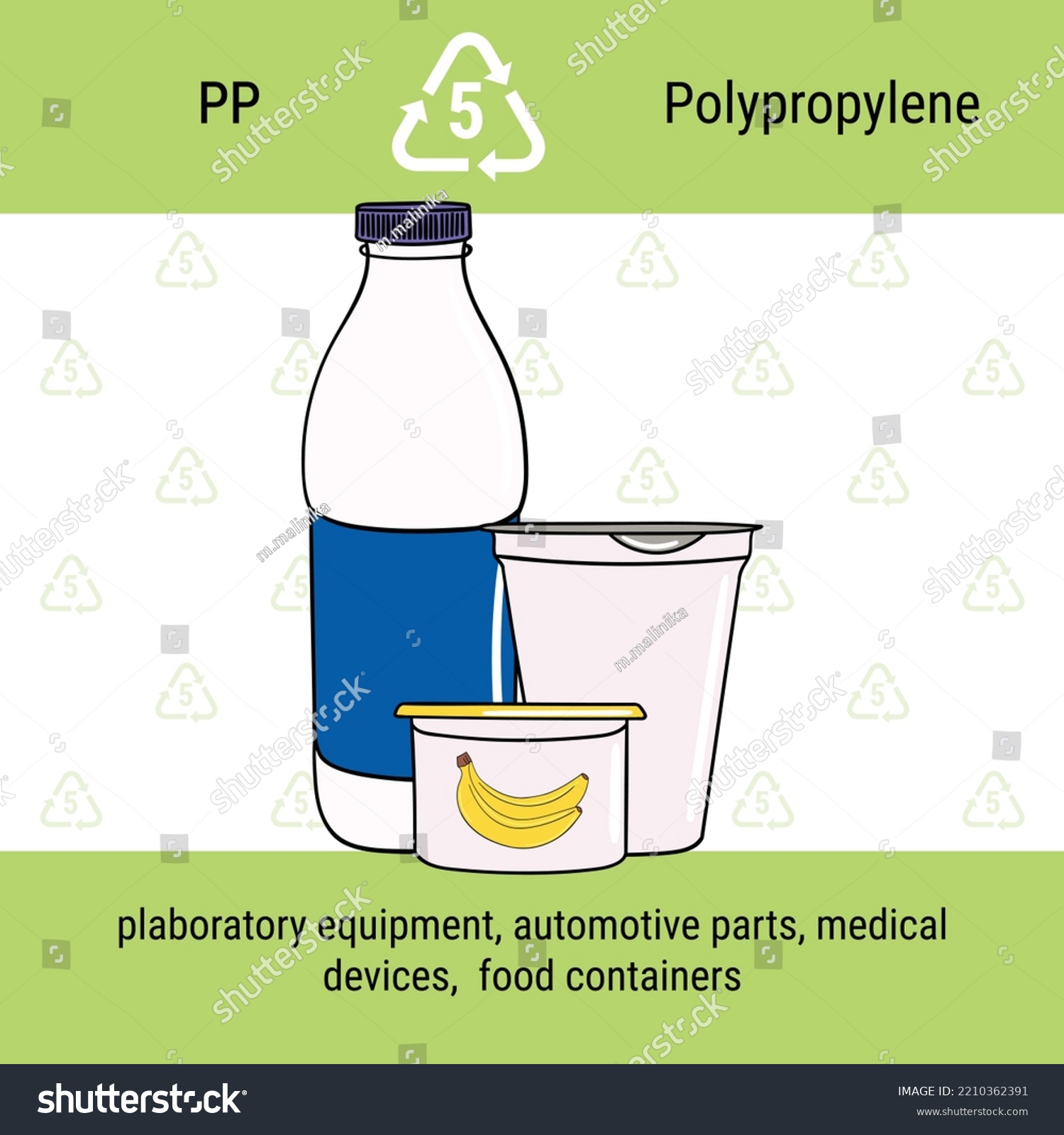 Infographic Recycling Code Pp Plastic Polypropylene Stock Vector