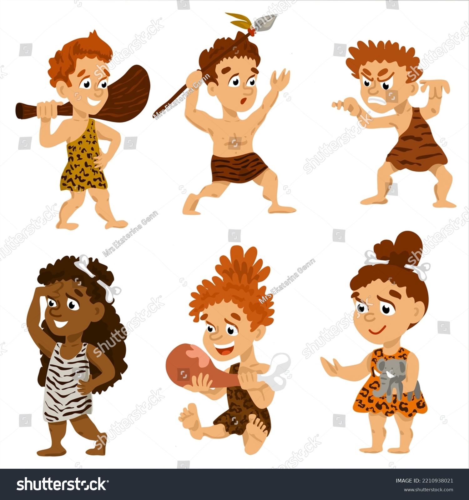 Prehistoric Stone Age Set Primitive People Stock Vector Royalty Free