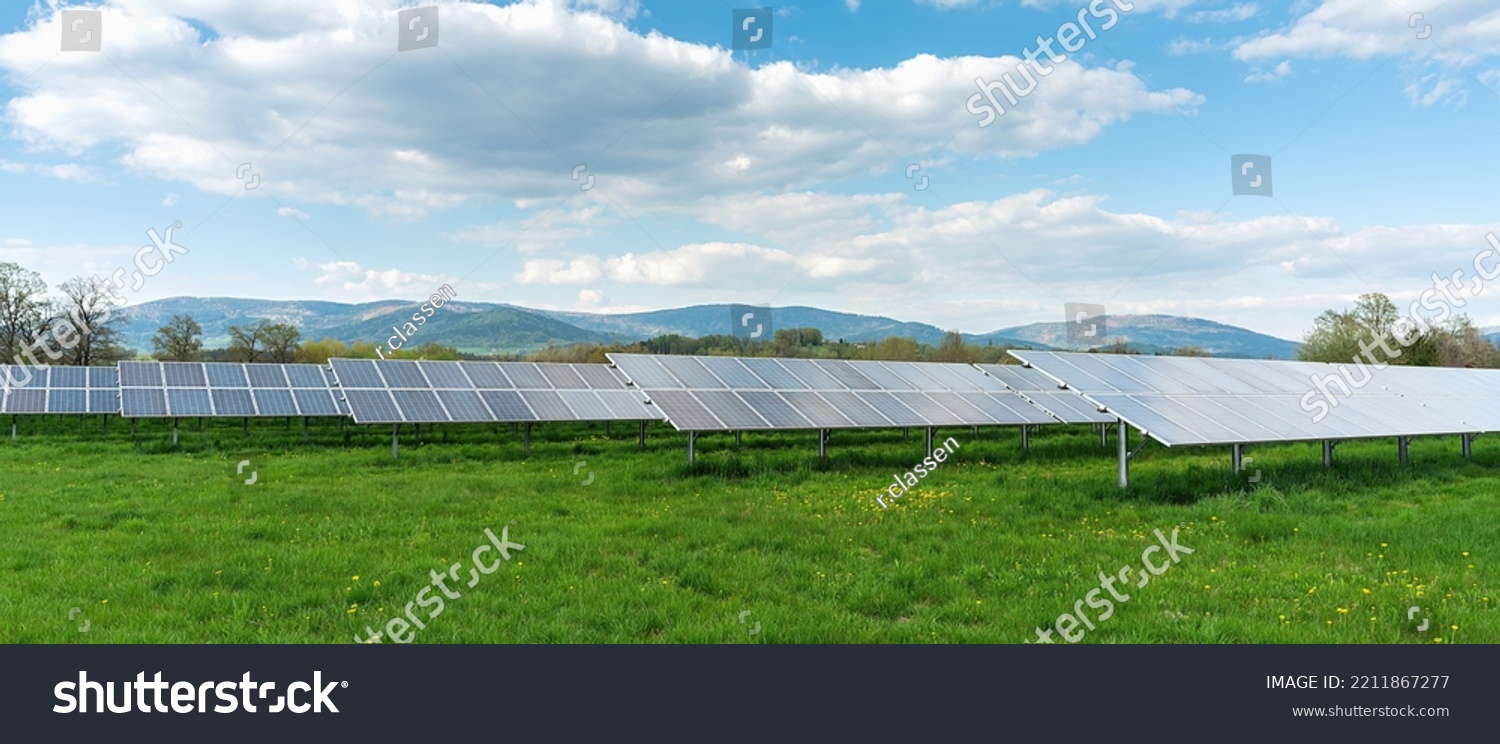 Solar Panel Under Blue Sky Sun Stock Photo 2211867277 Shutterstock