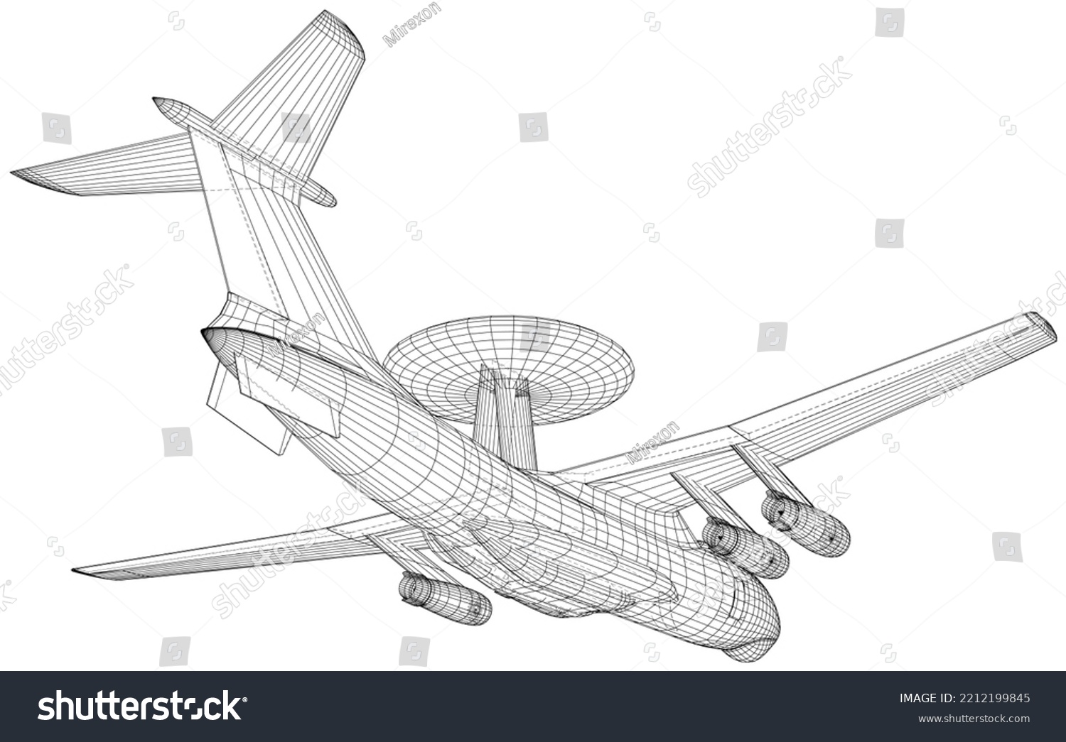 Isometric Awacs Airplane Radar Aircraft Military Stock Vector Royalty