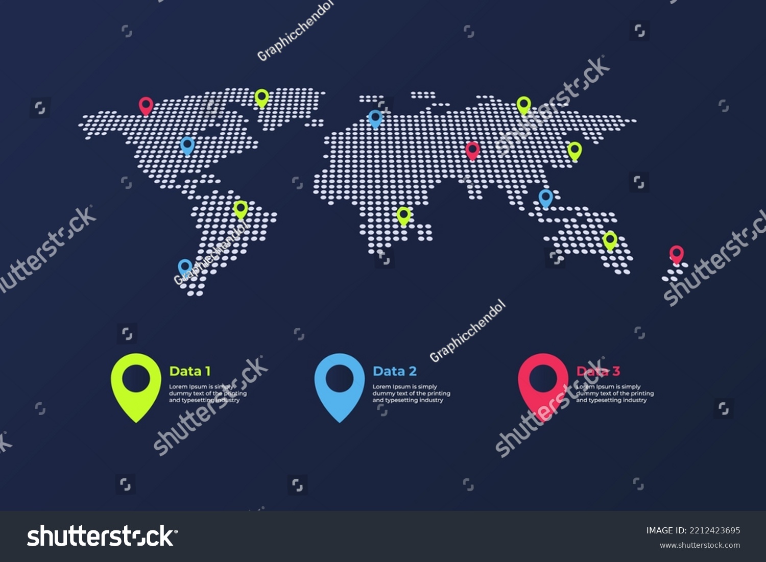 Modern Dot World Map Global Infographic Stock Vector Royalty Free