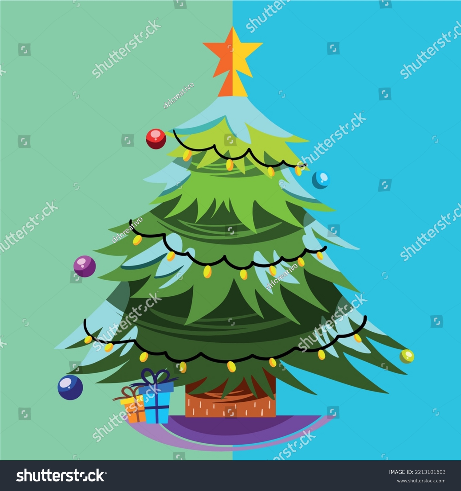 Cute Christmas Tree Different Shades Has Stock Vector Royalty Free