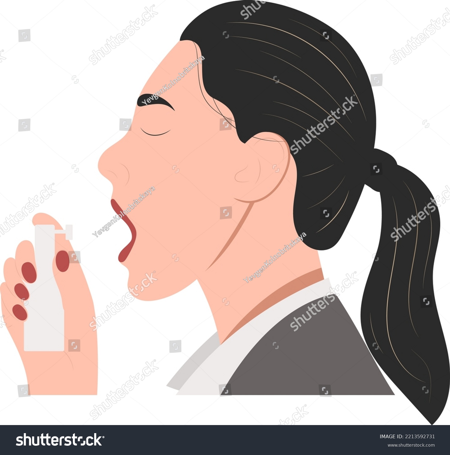 Lady Woman Sore Throat Tonsillitis Pharyngitis Stock Vector Royalty