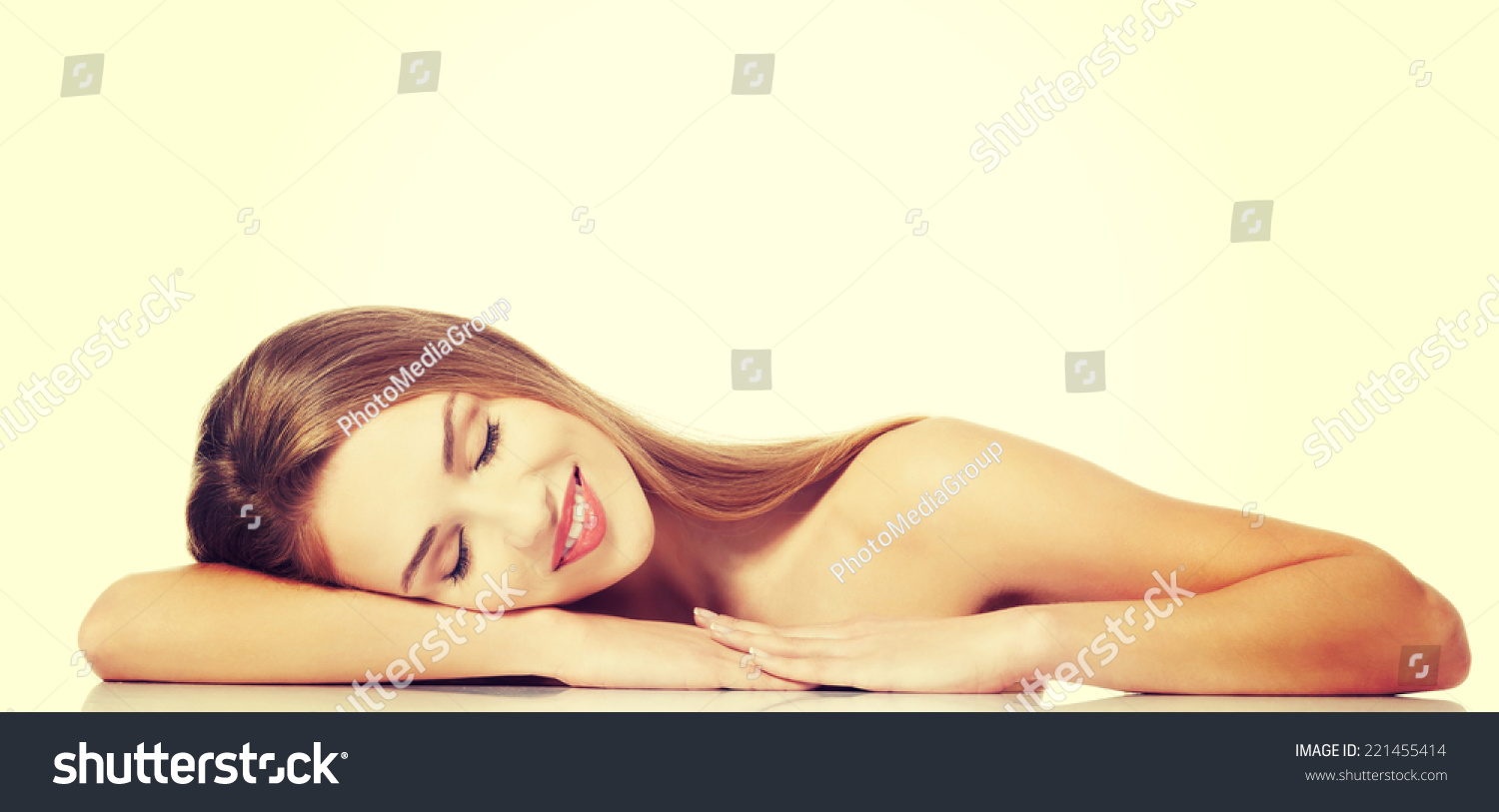 Beautiful Caucasian Naked Woman Lying On Stock Photo 221455414