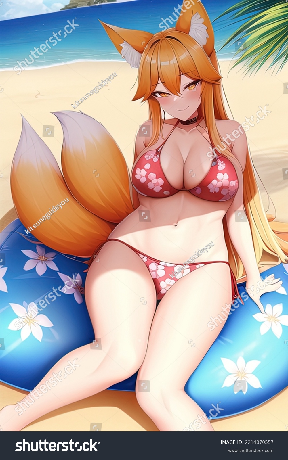 Anime Bikini Fox Girl Beach Stock Illustration Shutterstock