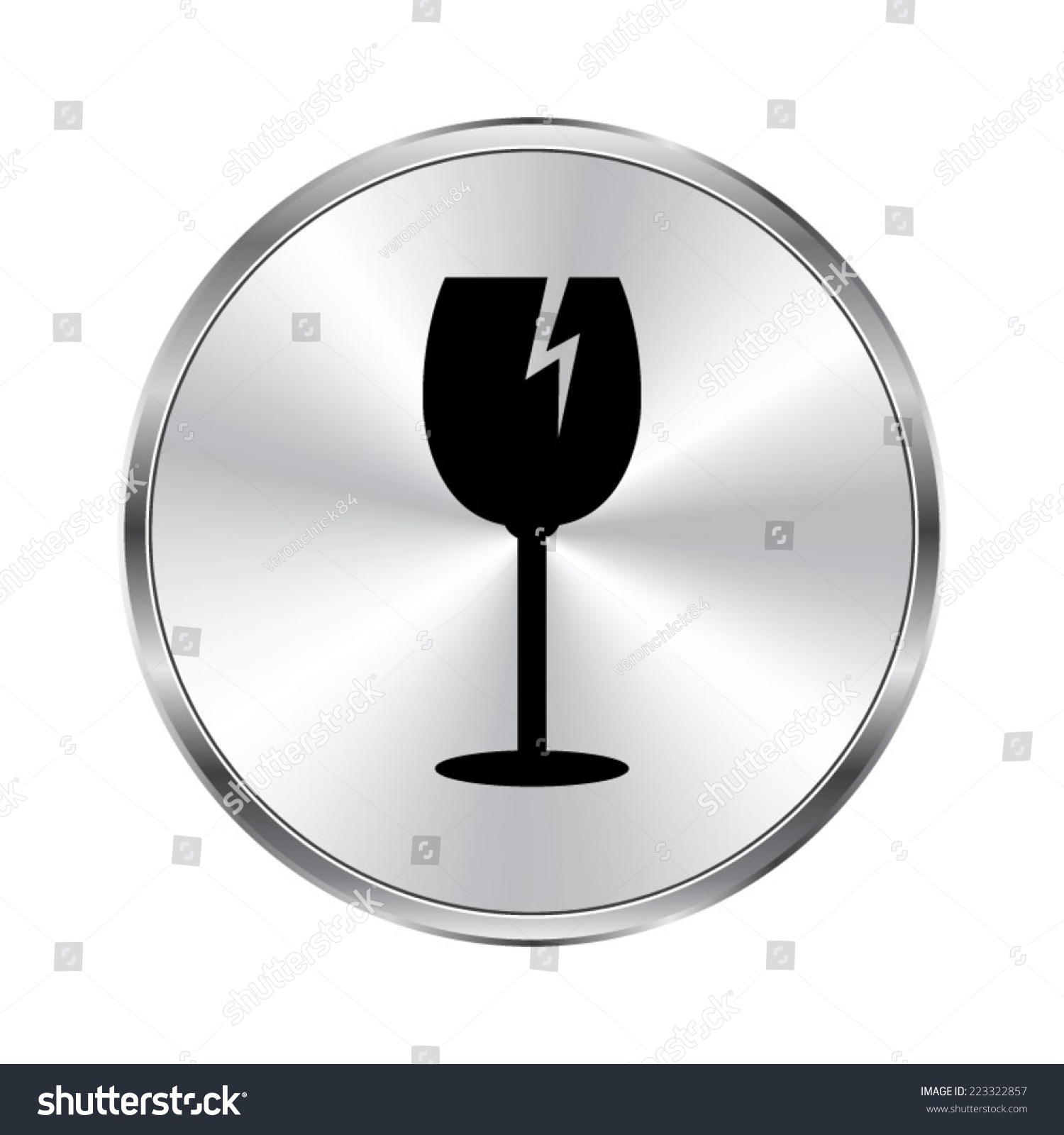 Fragile Glass Icon Vector Brushed Metal Stock Vector Royalty Free