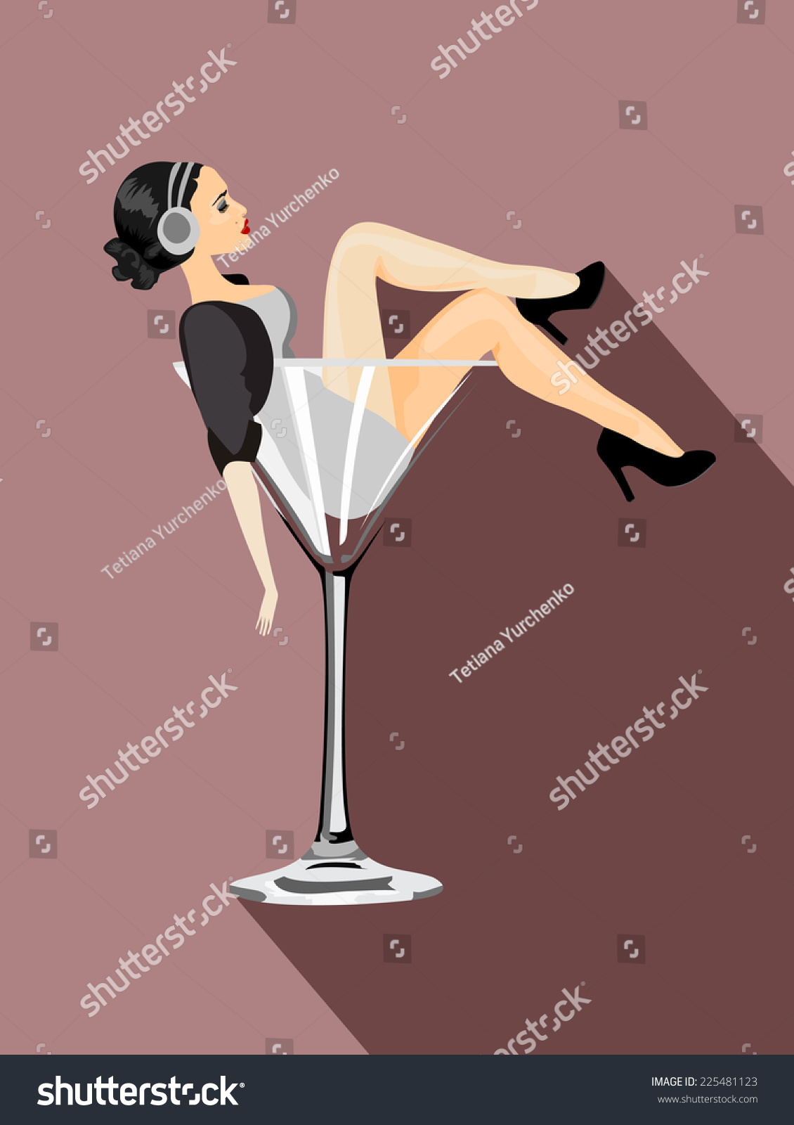 Sexy Woman Martini Glass Stock Vector Royalty Free 225481123