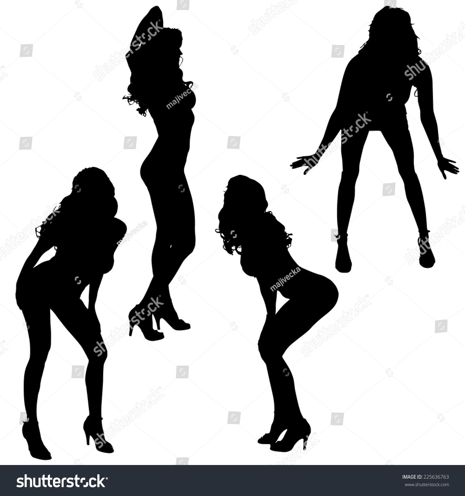 Vector Silhouettes Sexy Women On White Stock Vector Royalty Free