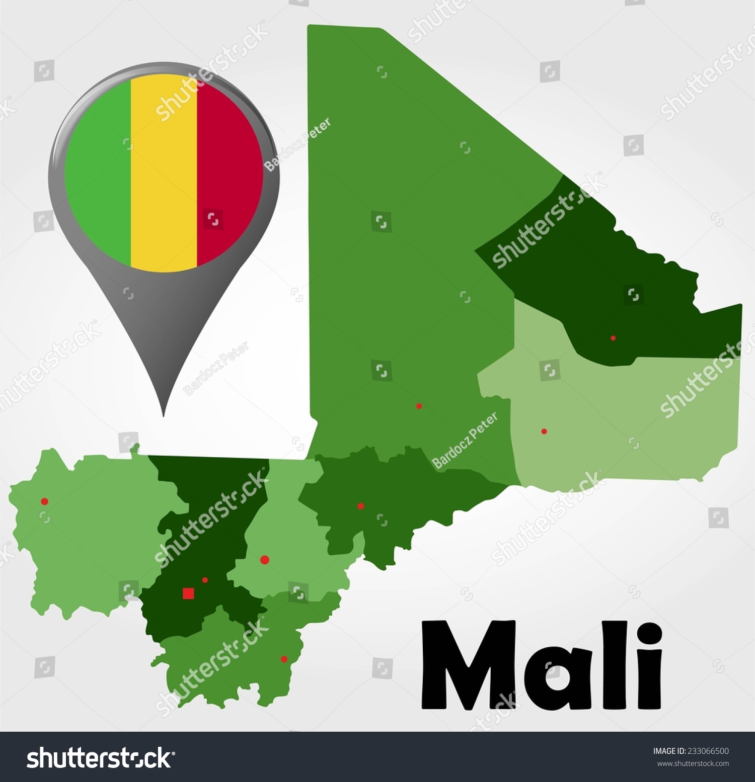 Mali Political Map Green Shades Map Vector De Stock Libre De Regal As