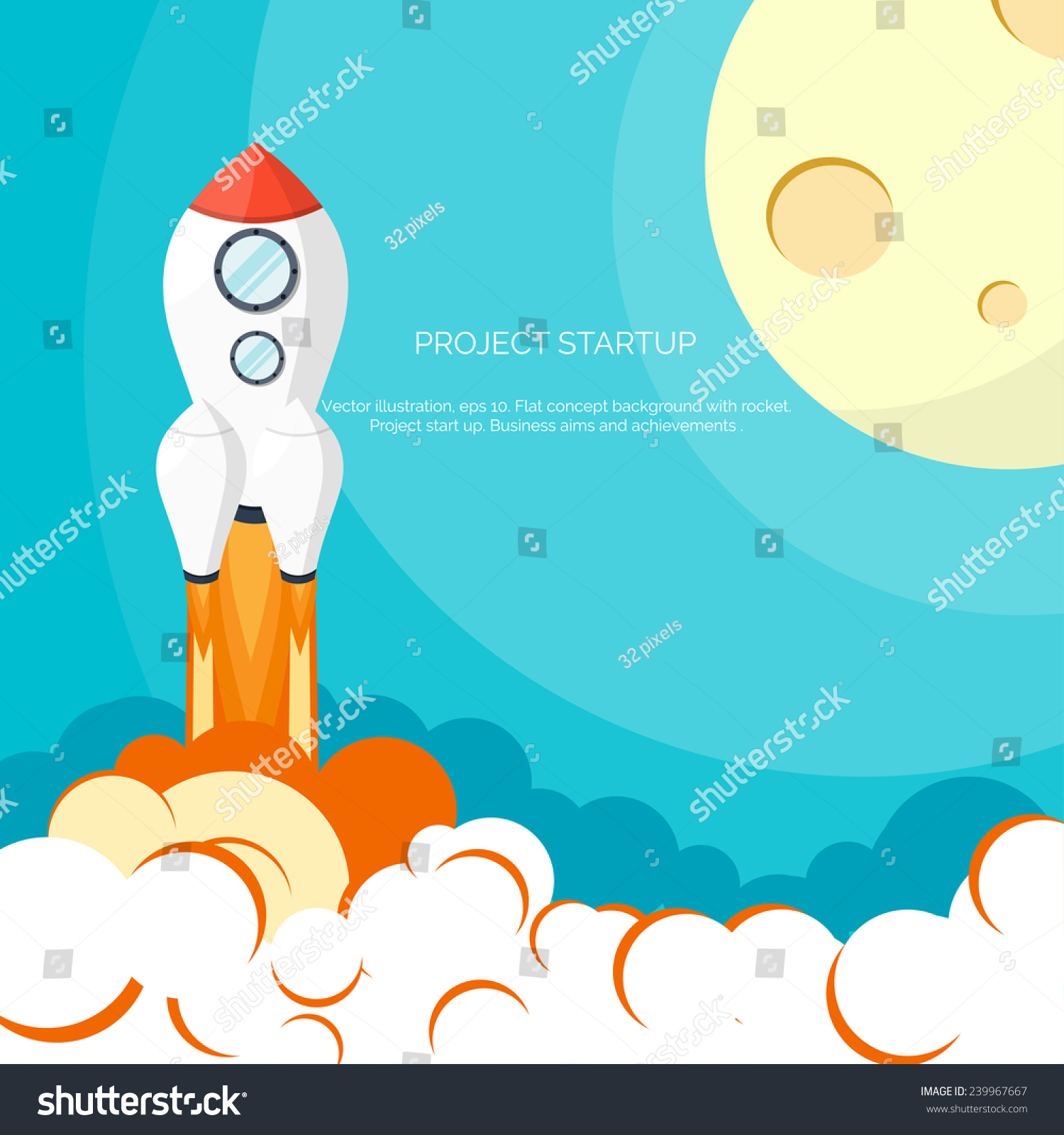 Rocket Ship Flat Stylevector Illustration D Stock Vector Royalty Free