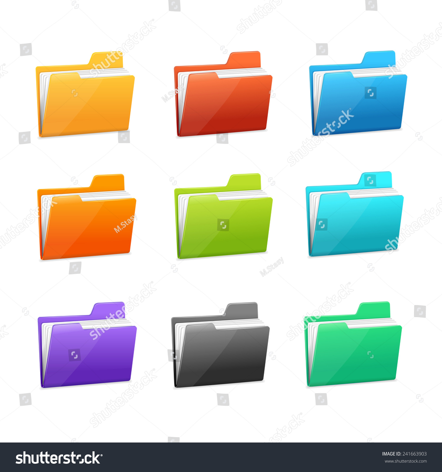 Vector Green File Folder Icon Set Stock Vector Royalty Free