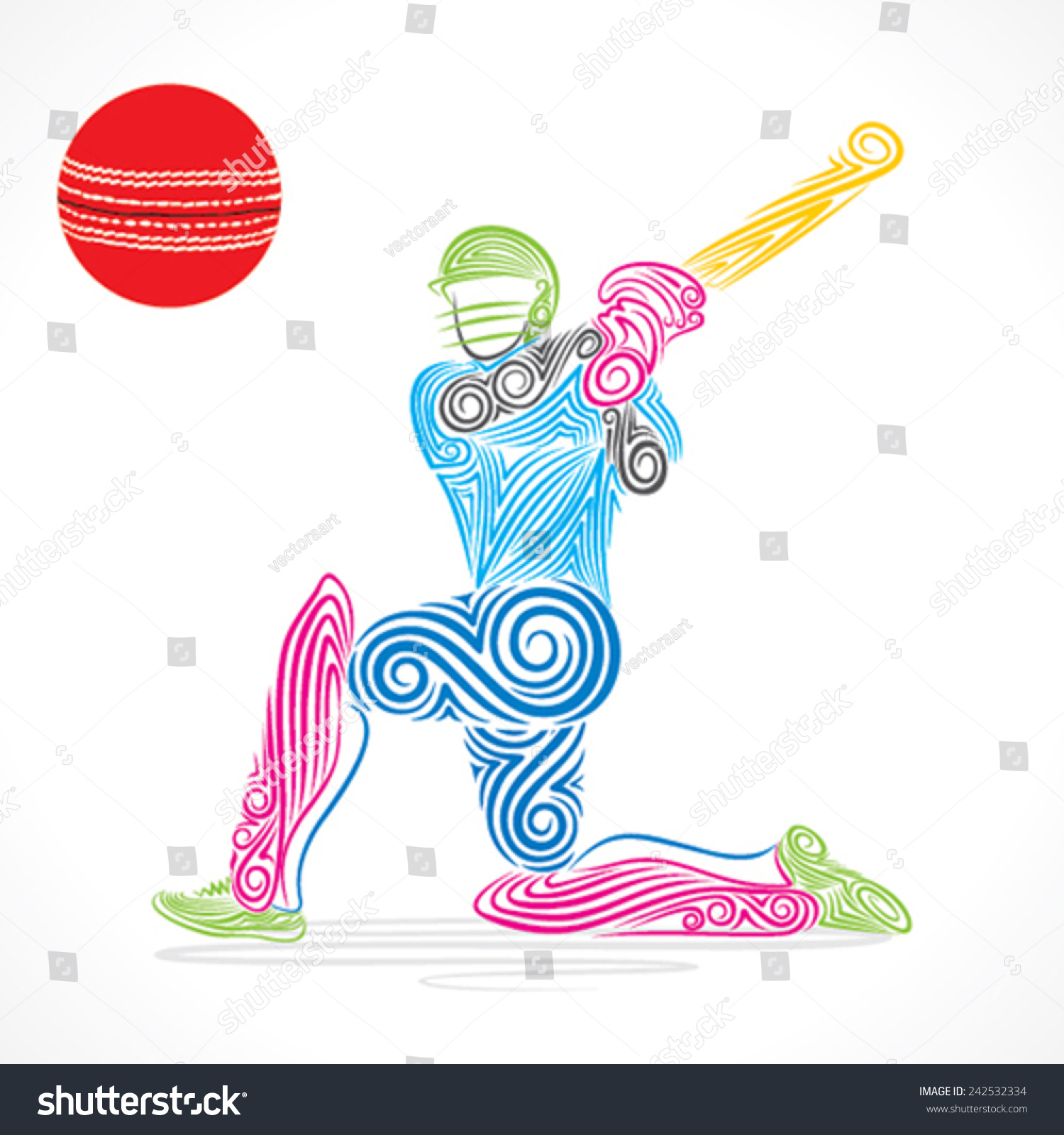 Creative Abstract Cricket Player Design By Stock Vector Royalty Free