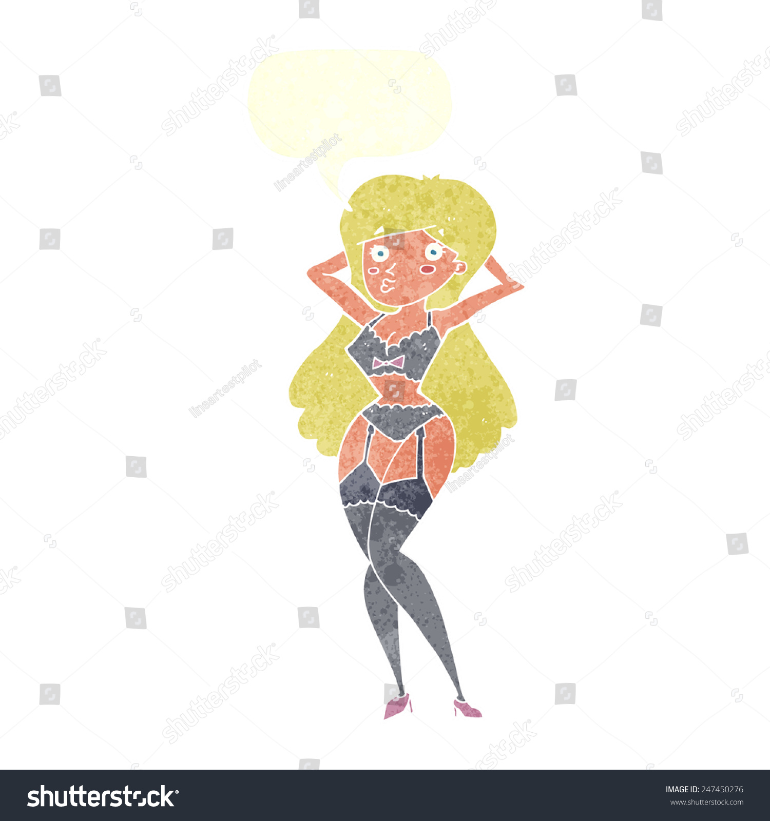 Cartoon Woman Lingerie Speech Bubble Stock Vector Royalty Free