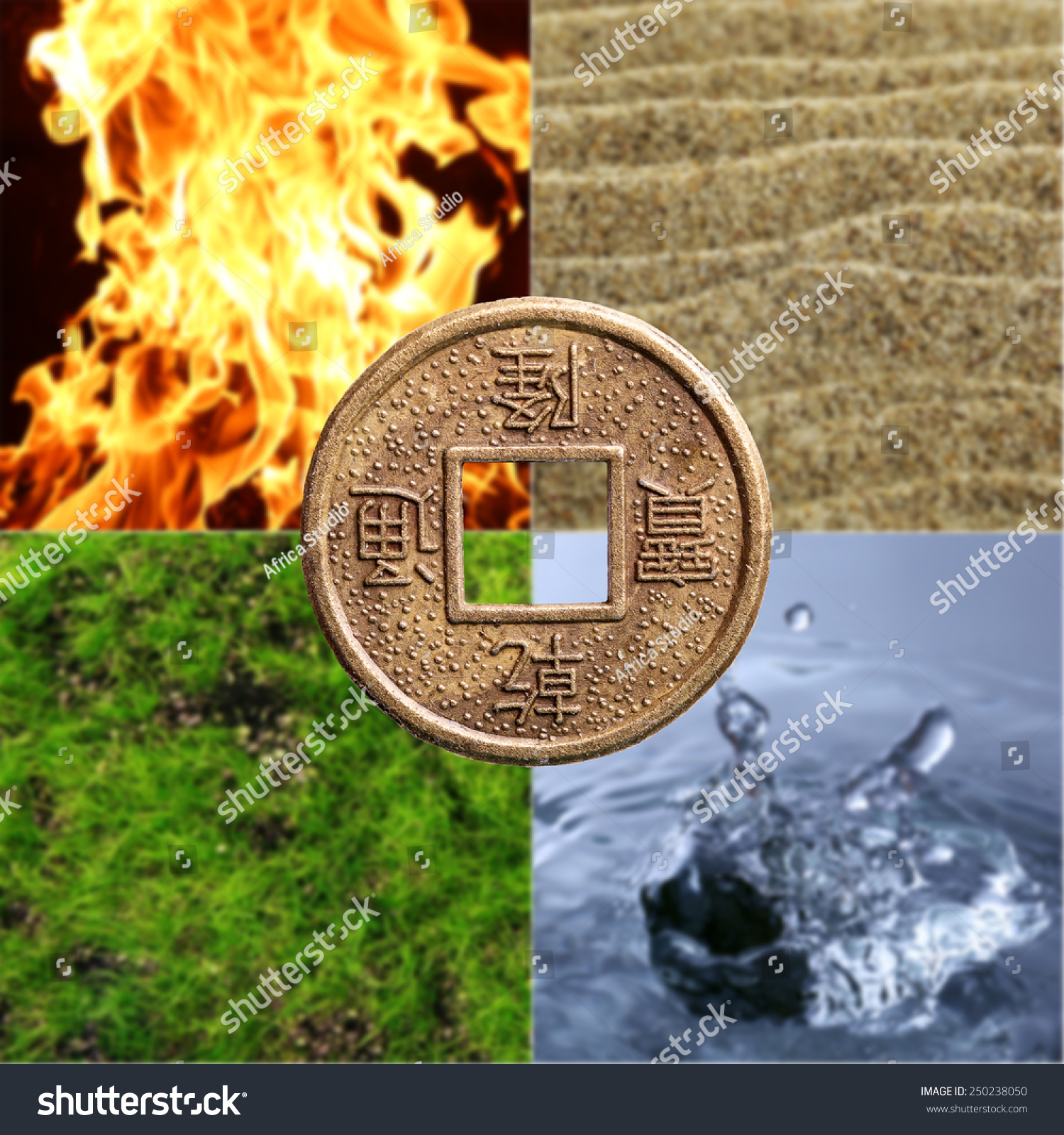 Collage Feng Shui Destructive Cycle Five Stock Photo 250238050