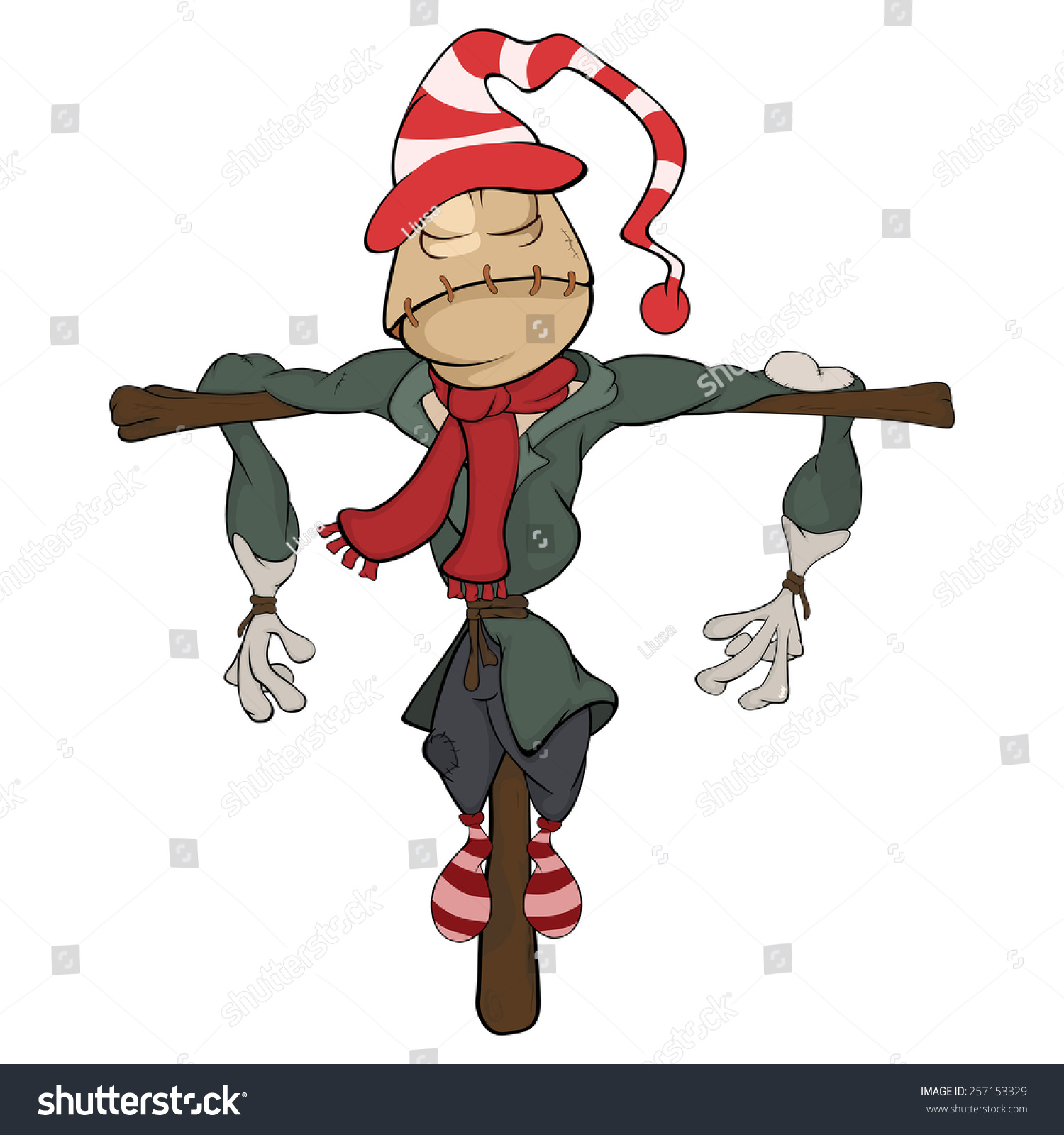 Vector Illustration Funny Scarecrow Cartoon Stock Vector Royalty Free