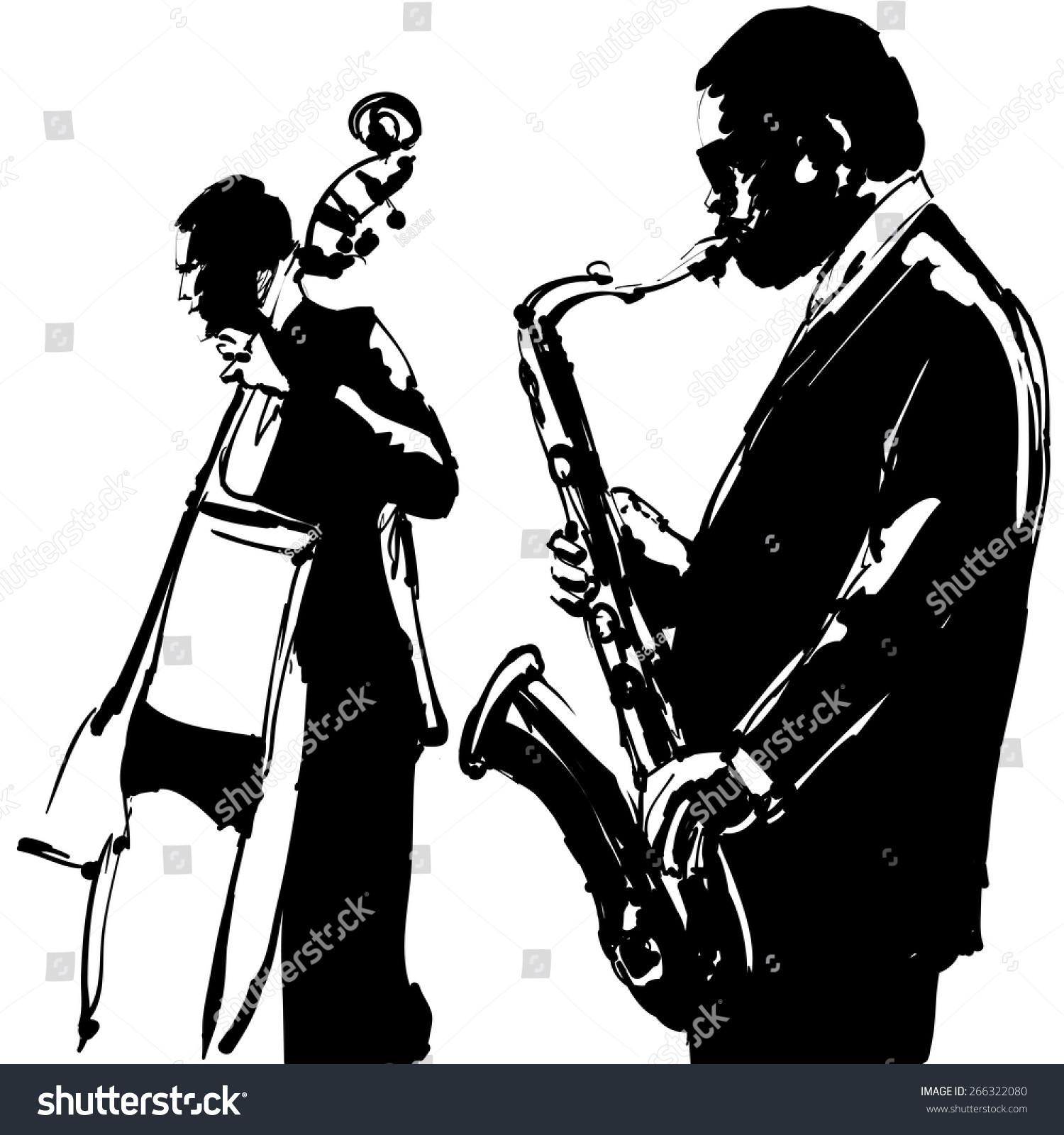 Jazz Saxophone Doublebass Vector Illustration Stock Vector Royalty