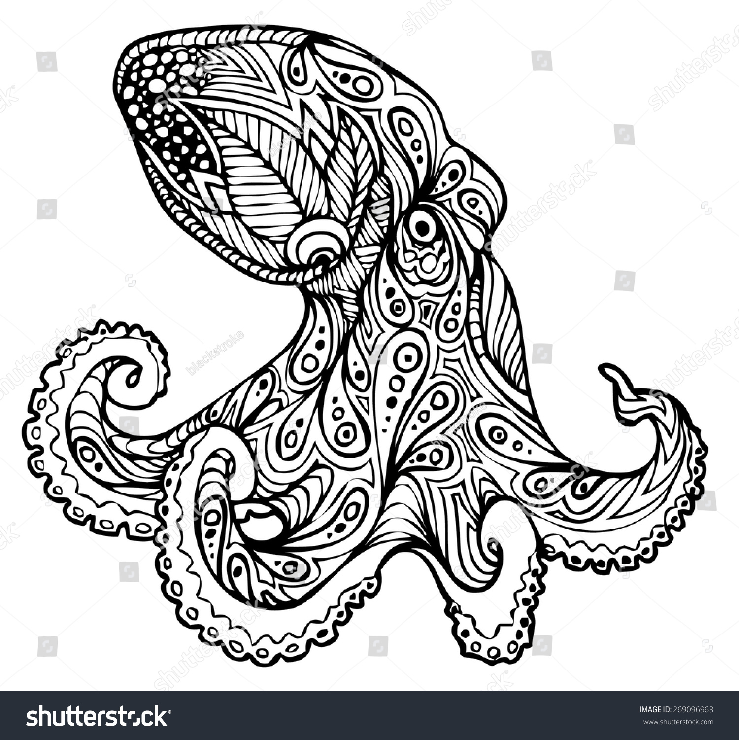 Zentangle Style Octopus Vector Stock Vector Royalty Free