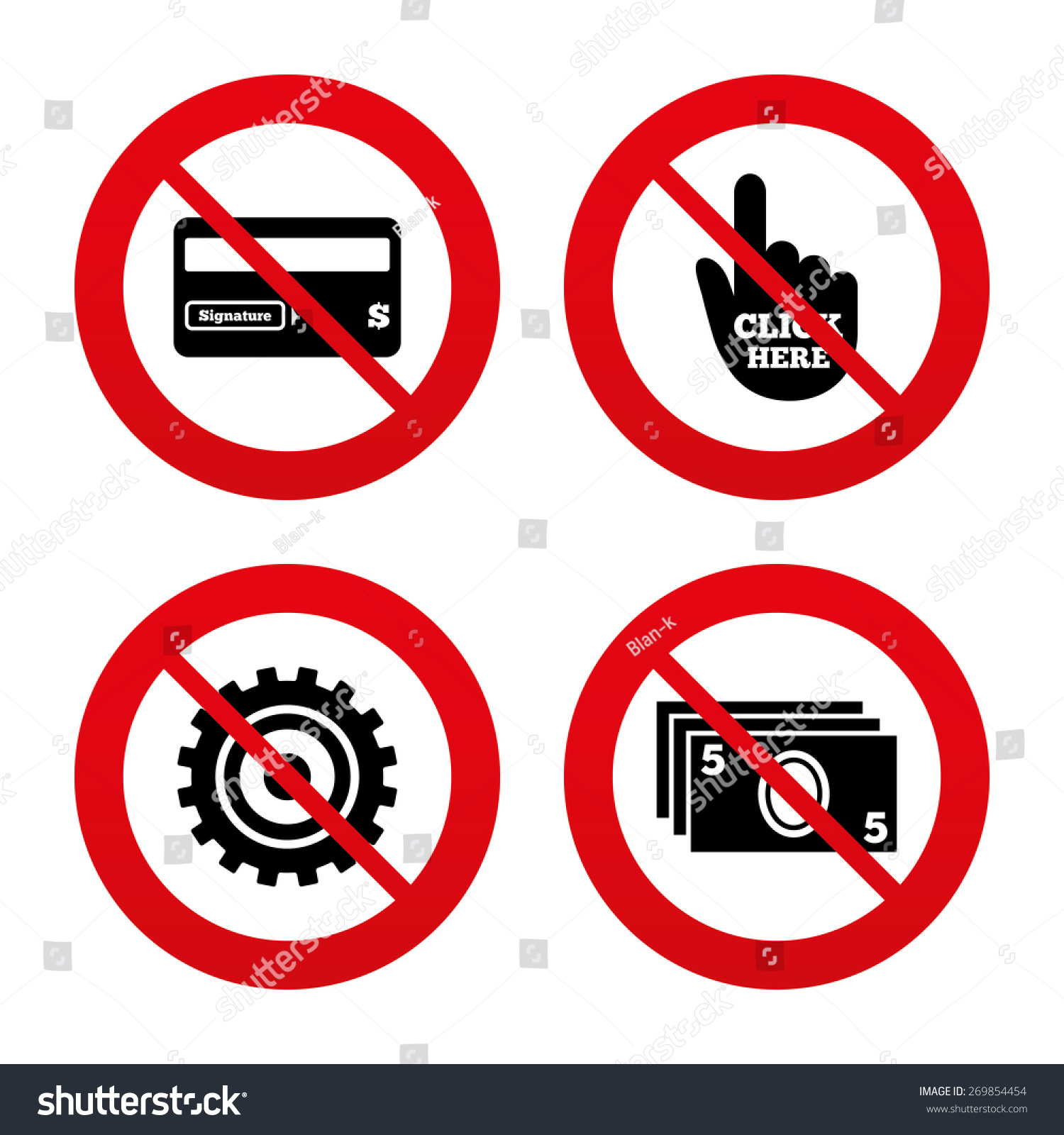 No Ban Stop Signs Atm Cash Stock Vector Royalty Free