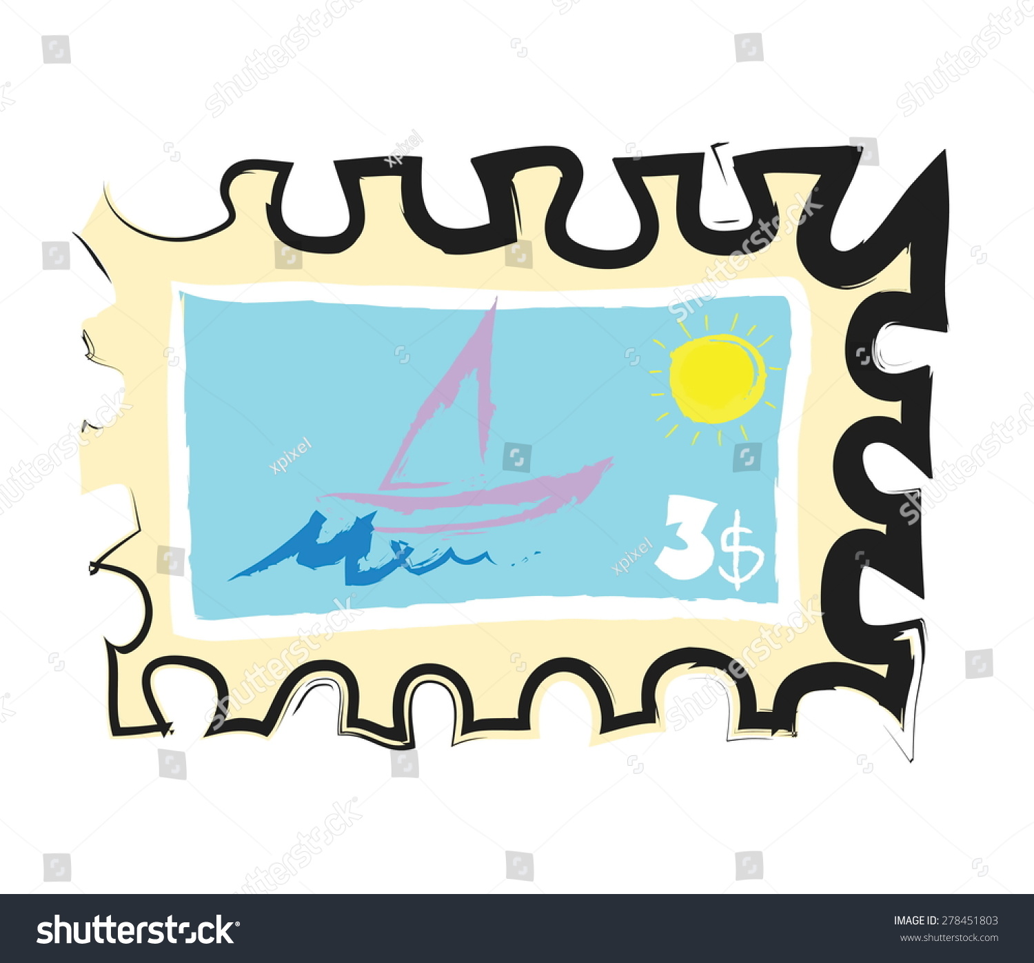 Doodle Postage Stamp Stock Vector Royalty Free 278451803 Shutterstock