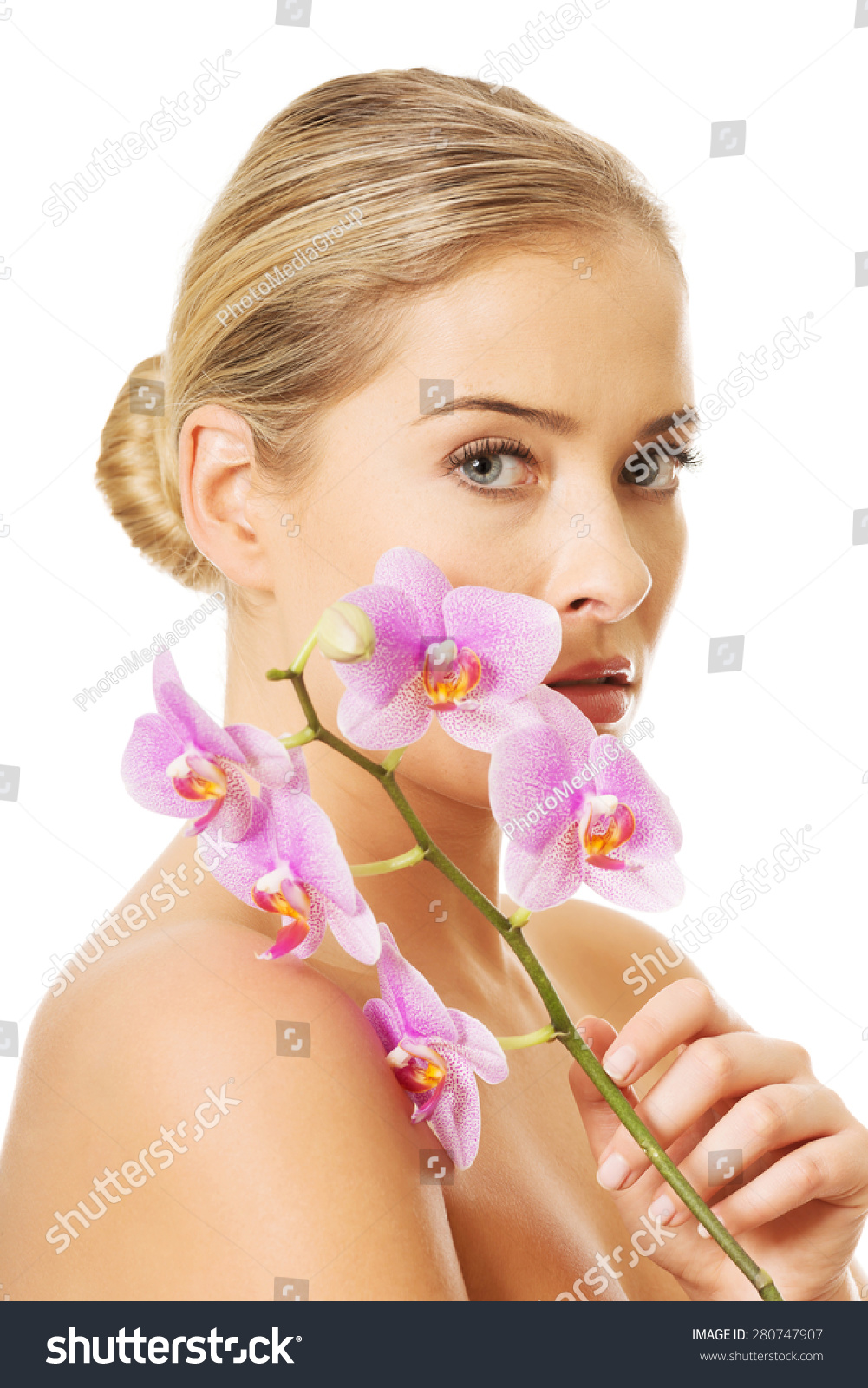 Portrait Nude Woman Purple Orchid Stock Photo 280747907 Shutterstock