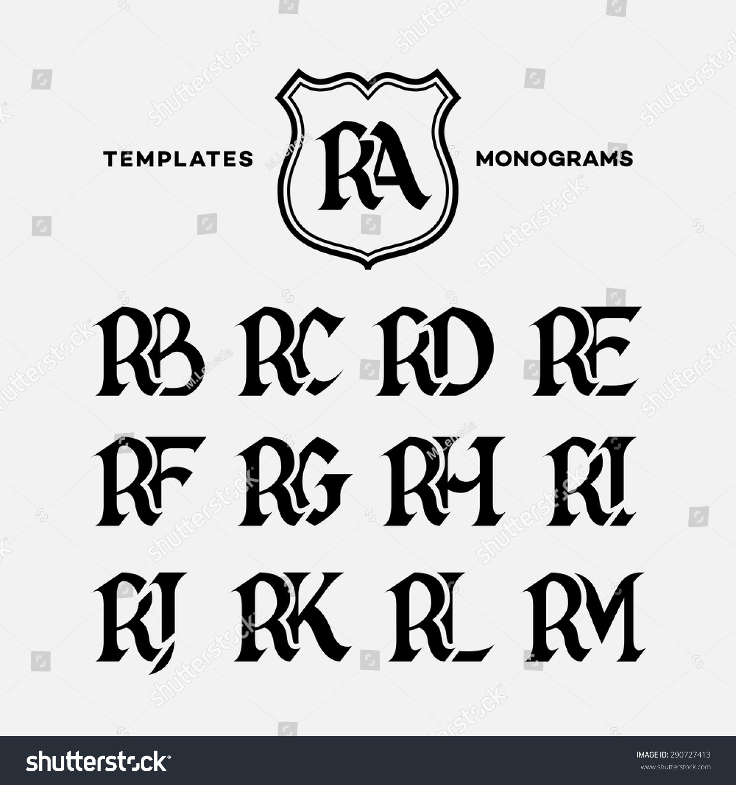 Monogram Design Template Combinations Capital Letters Stock Vector