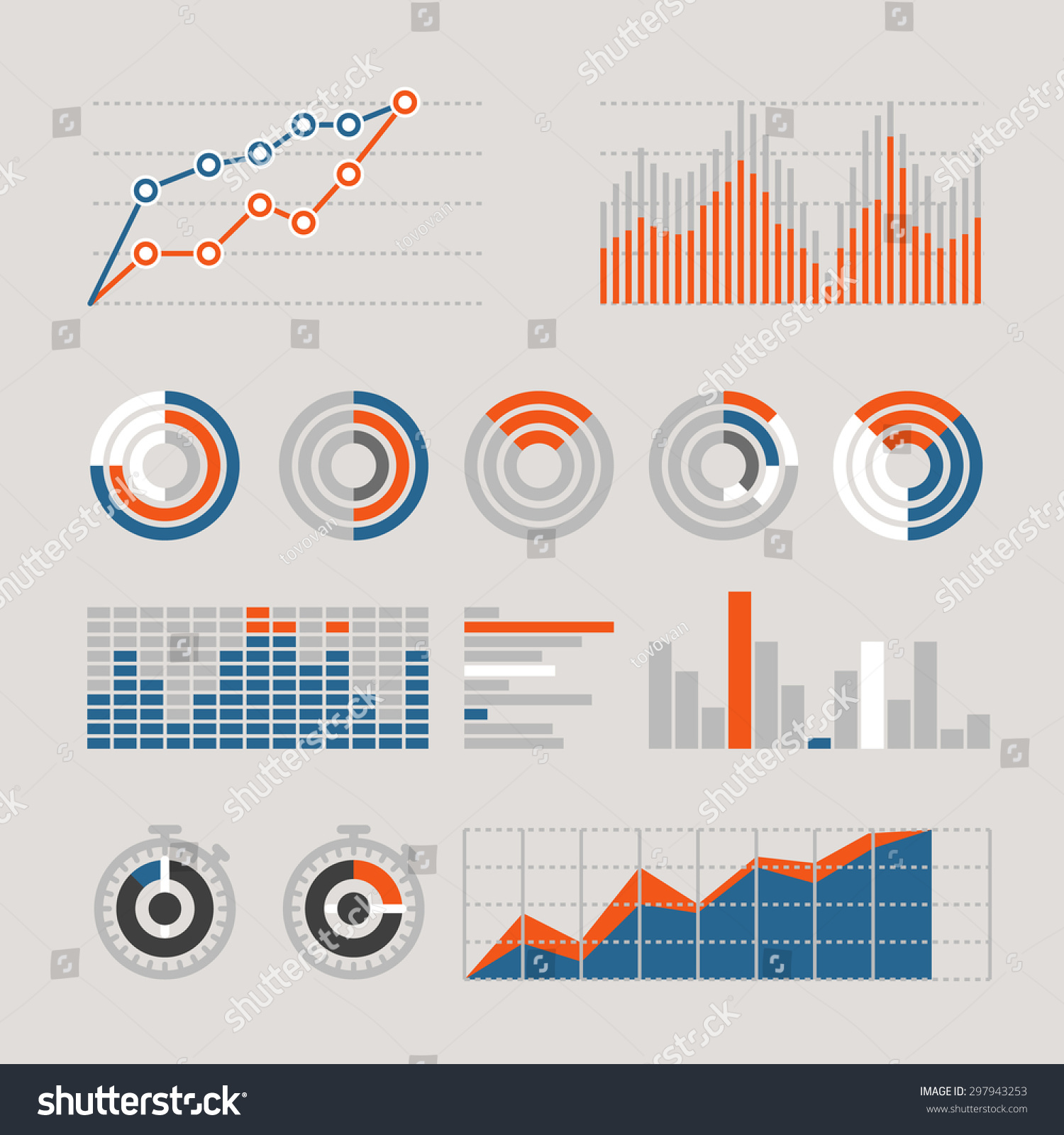 Different Graphic Business Ratings Charts Infographic Stock Vector