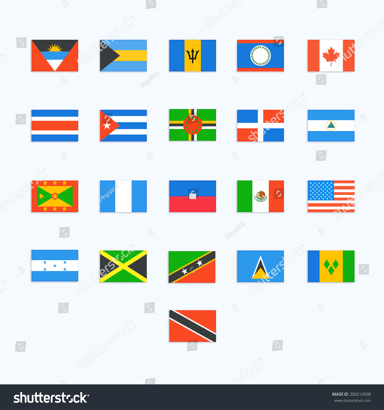 North American Country Flags Vector Icons Stock Vector Royalty Free