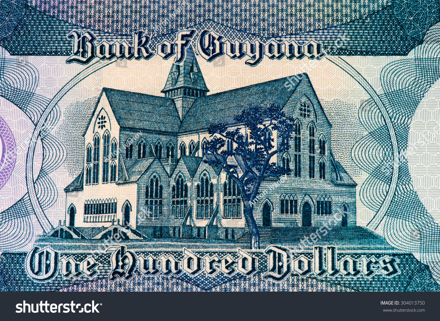 100 Guyanese Dollars Bank Note Guyanese Stock Photo 304013750