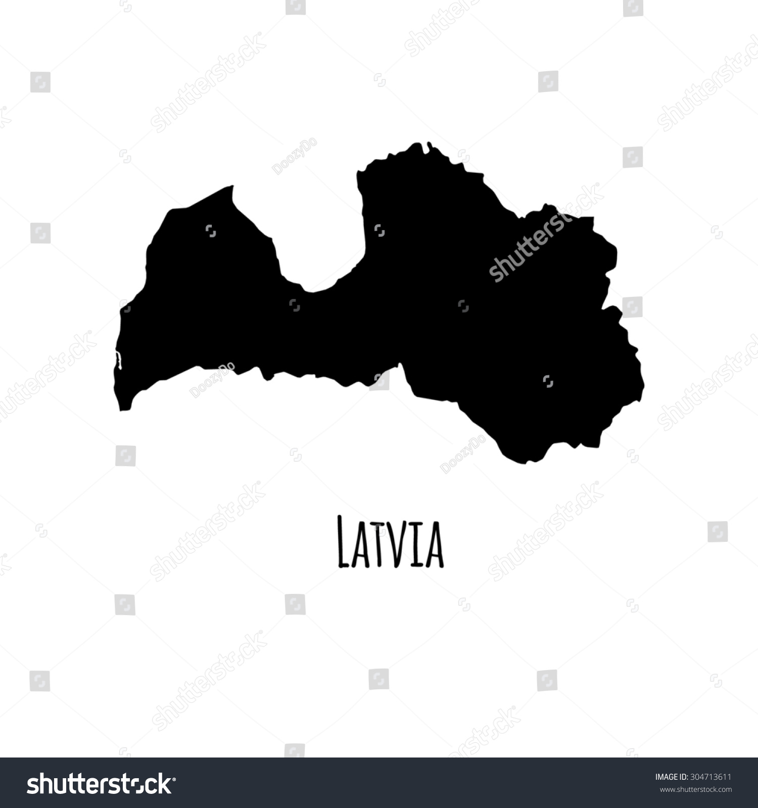 Latvia Vector Black Outline Map Caption Stock Vector Royalty Free