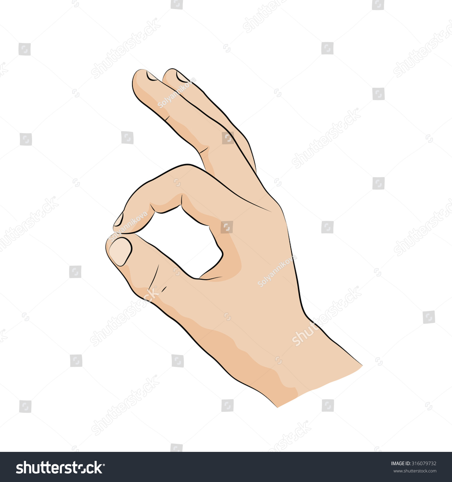 Handsign Language Oksign Isolated On White Stock Vector Royalty Free