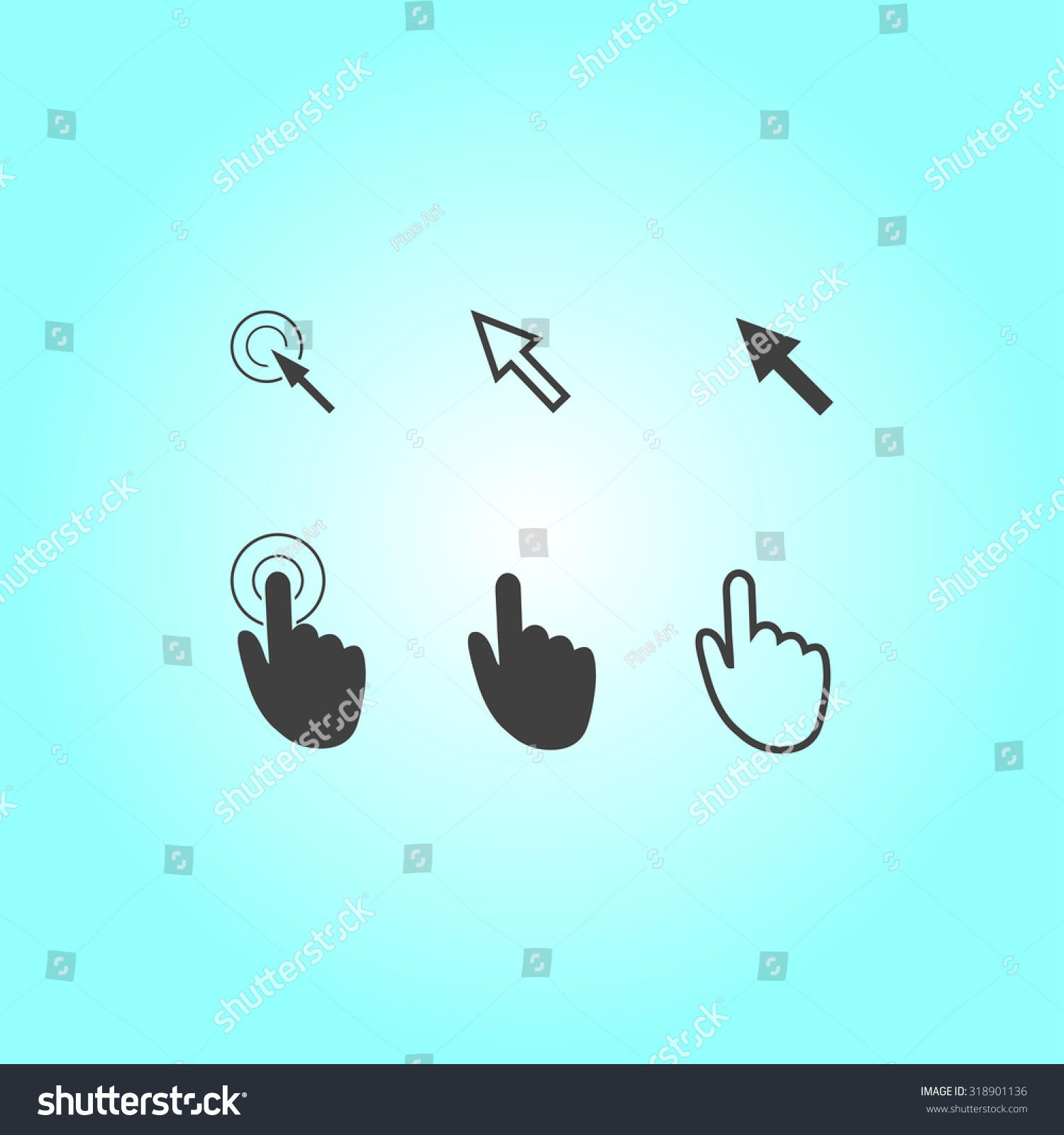 Cursor Pointer Icons Mouse Hand Arrow Shutterstock