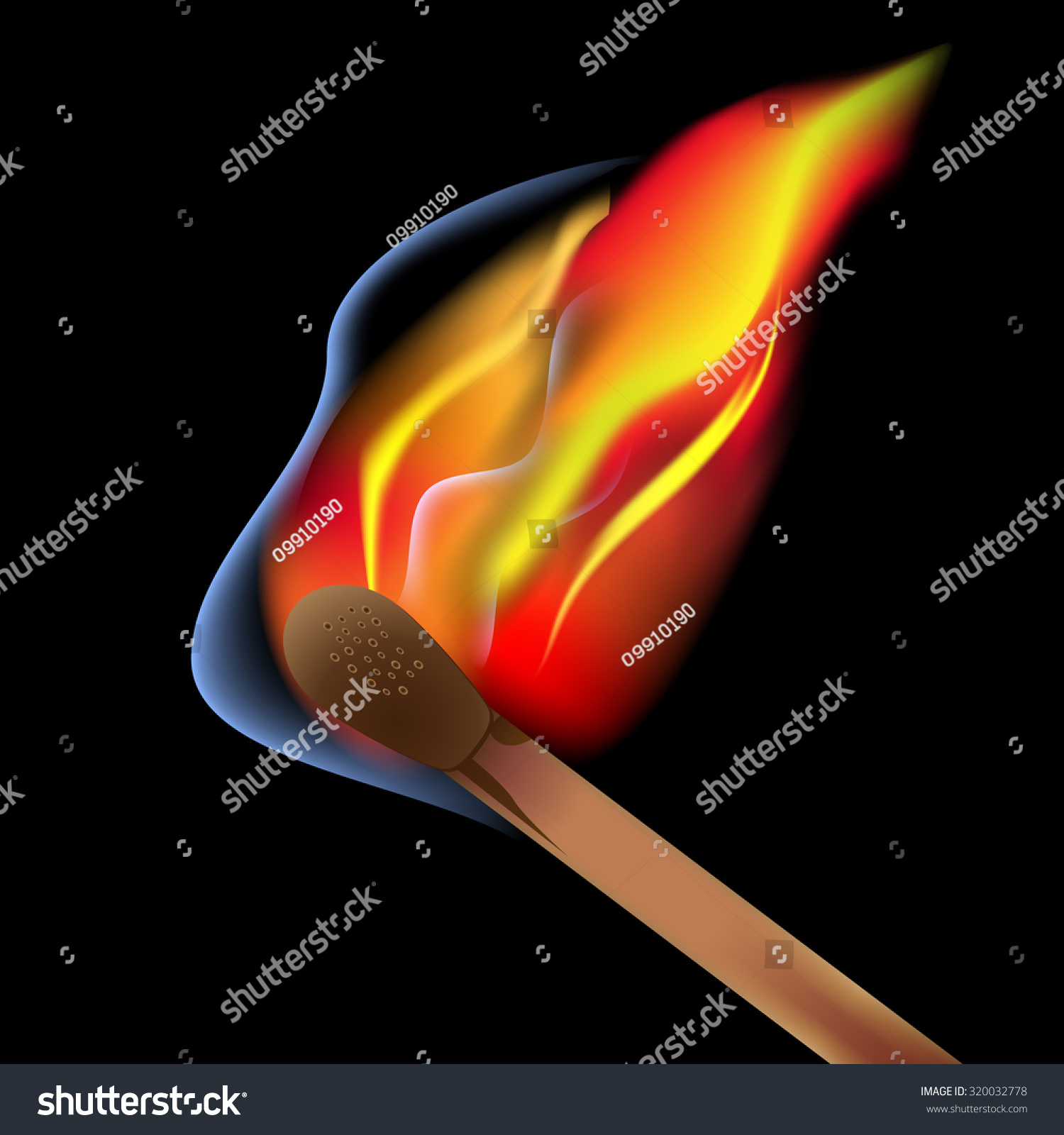 Burning Match Flame Fire Match Stick Stock Illustration 320032778