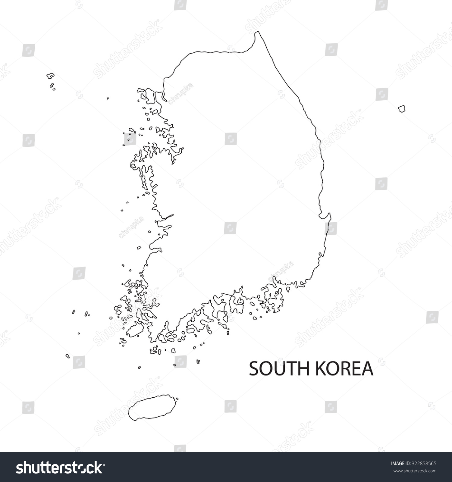 Outline South Korea Map Stock Vector Royalty Free