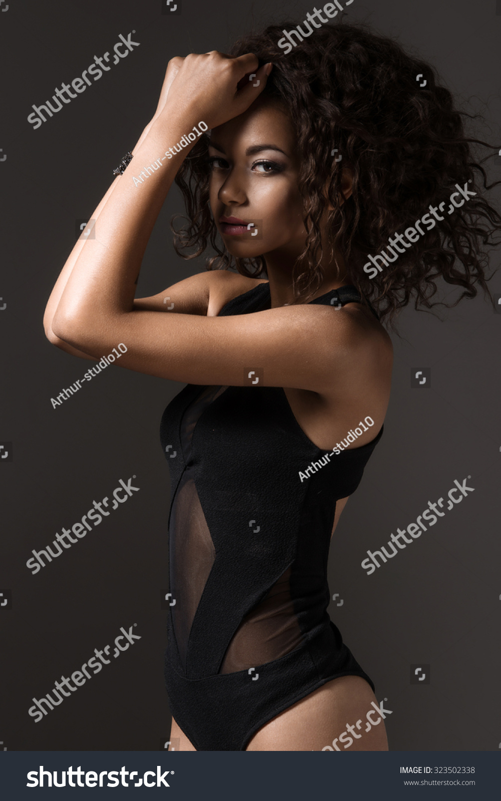 Afro Sexy Woman Posing Black Lingerie Stock Photo Shutterstock