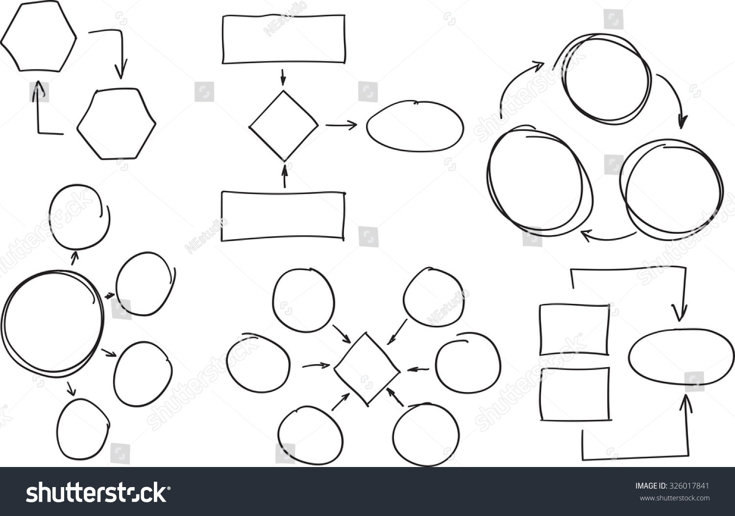 Hand Drawn Flow Chart Diagram Organization Stock Vector Royalty Free