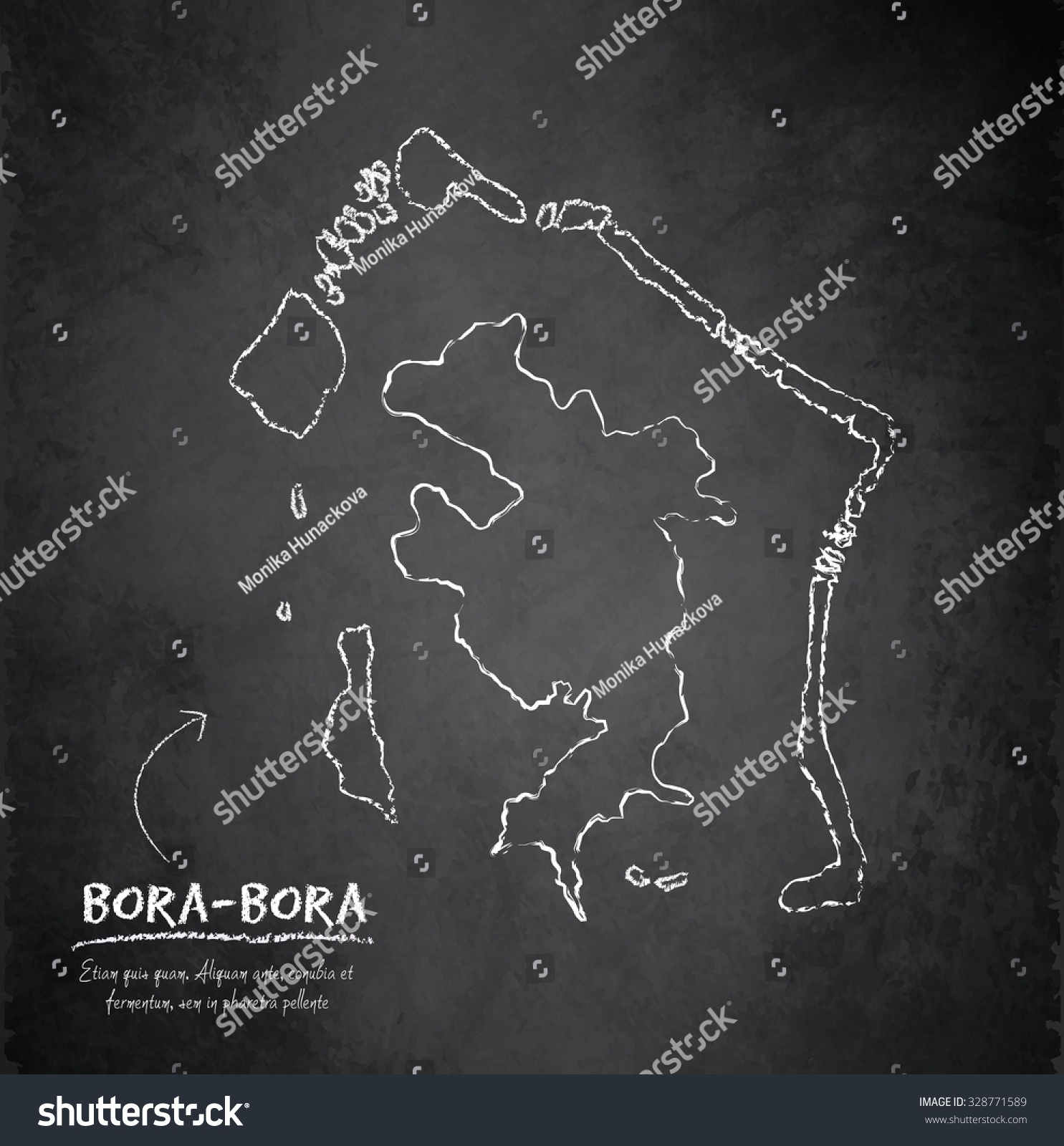 Borabora Map Blackboard Chalkboard Vector French Stock Vector Royalty