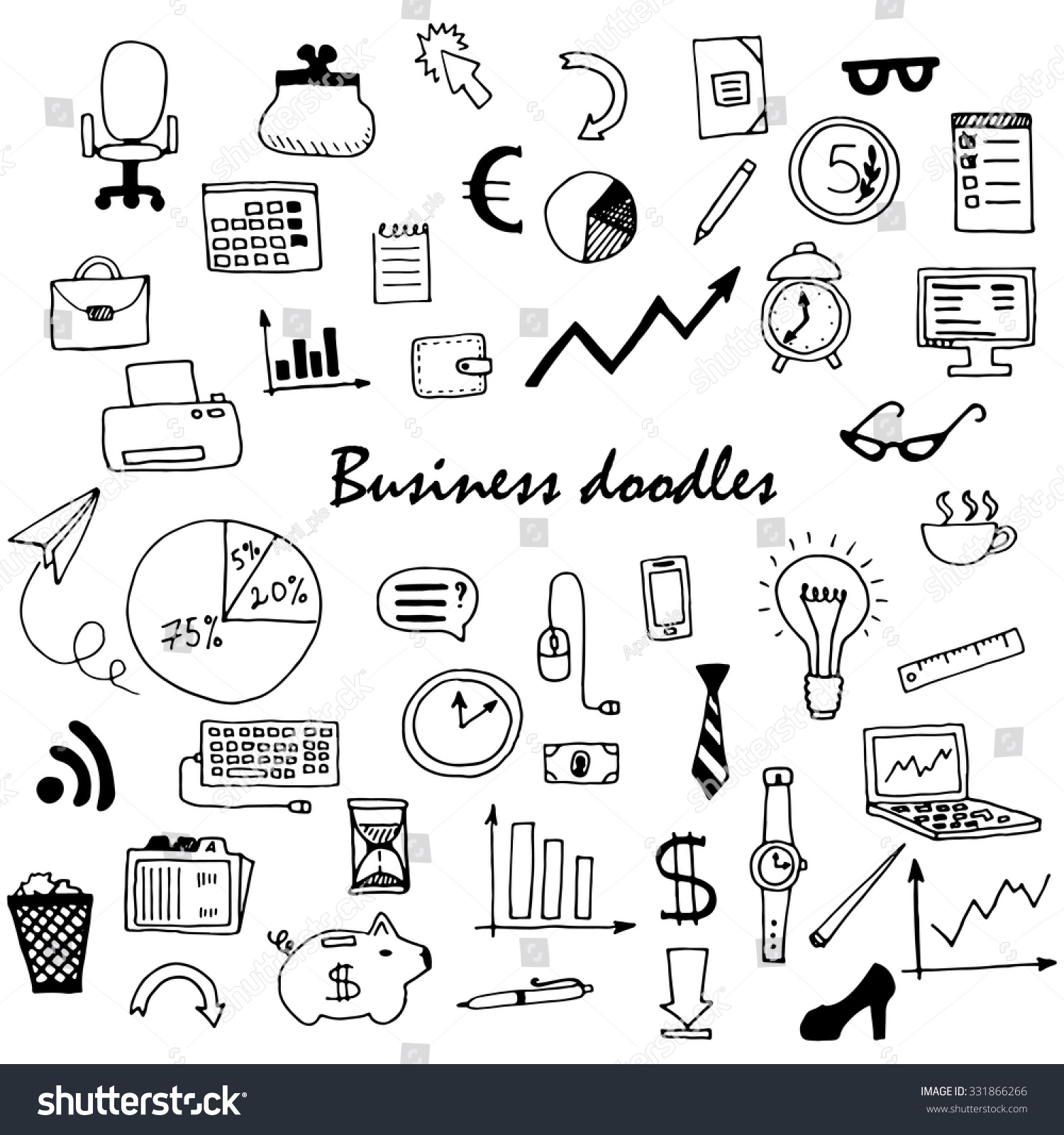 Hand Drawn Business Doodles Set Vector Stock Vector Royalty Free