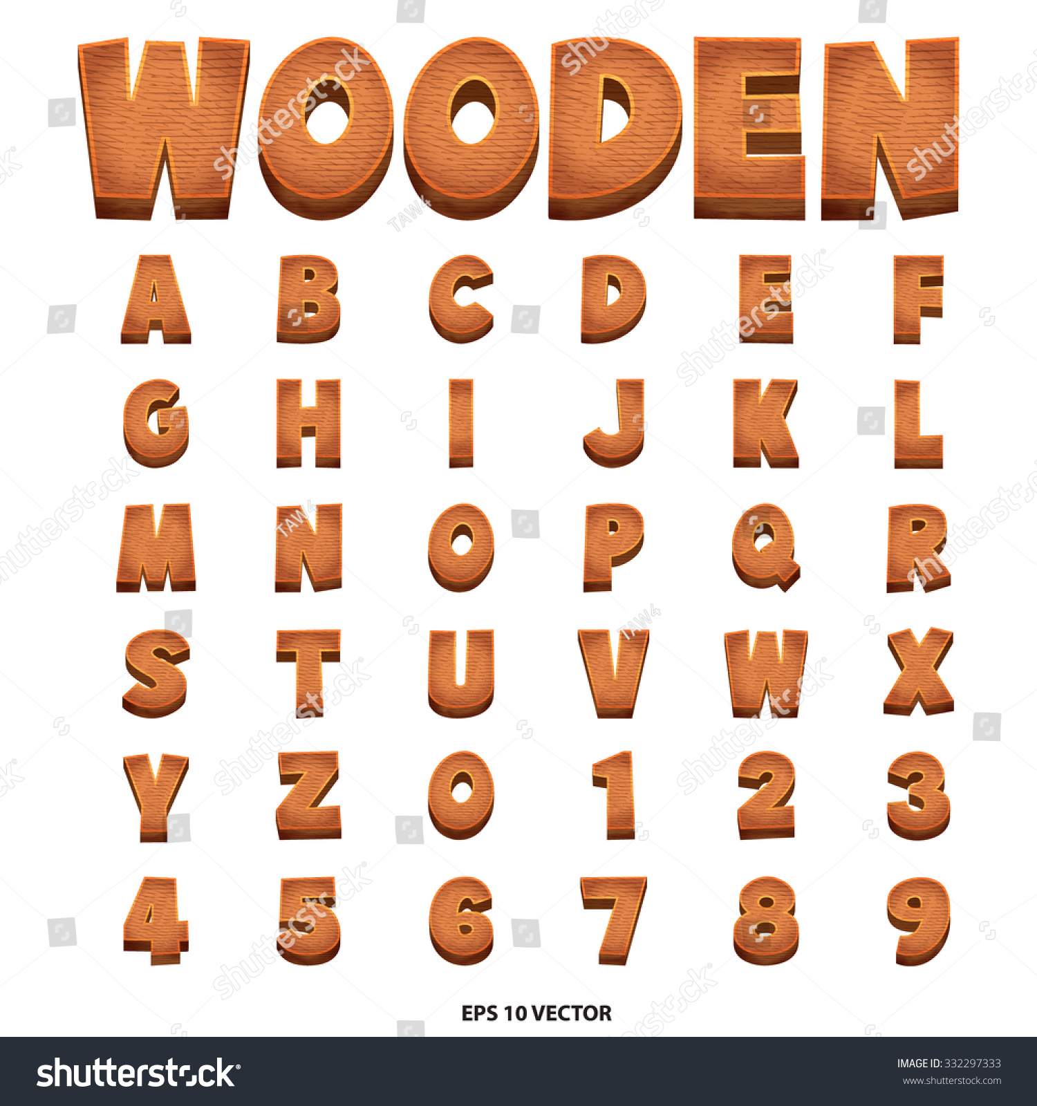 Wooden Alphabet Vector Art Illustration Stock Vector Royalty Free