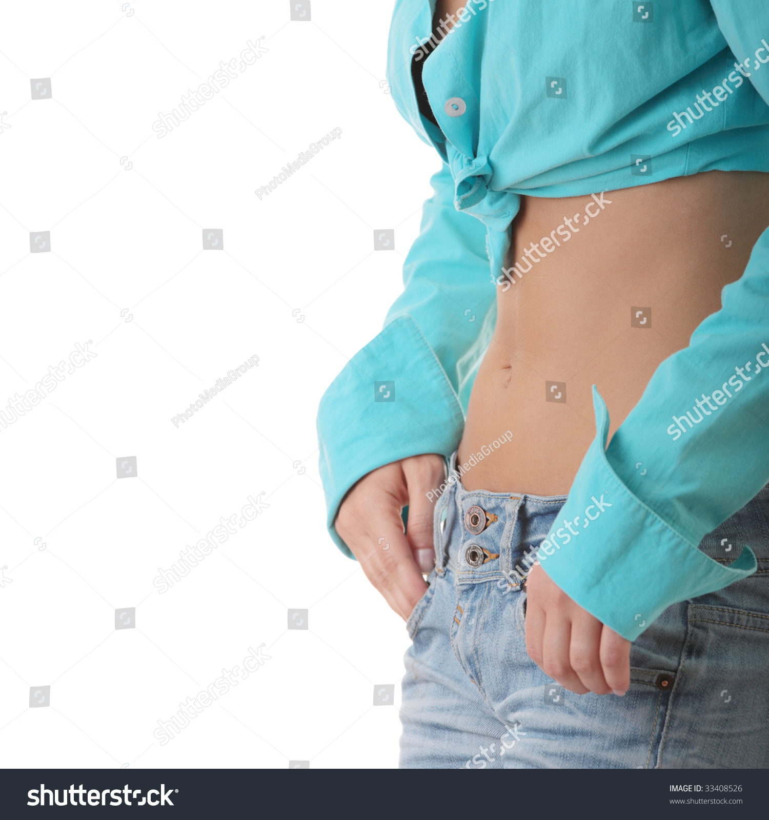 Sexy Fit Woman Jeans Naked Stomach Stock Photo Shutterstock